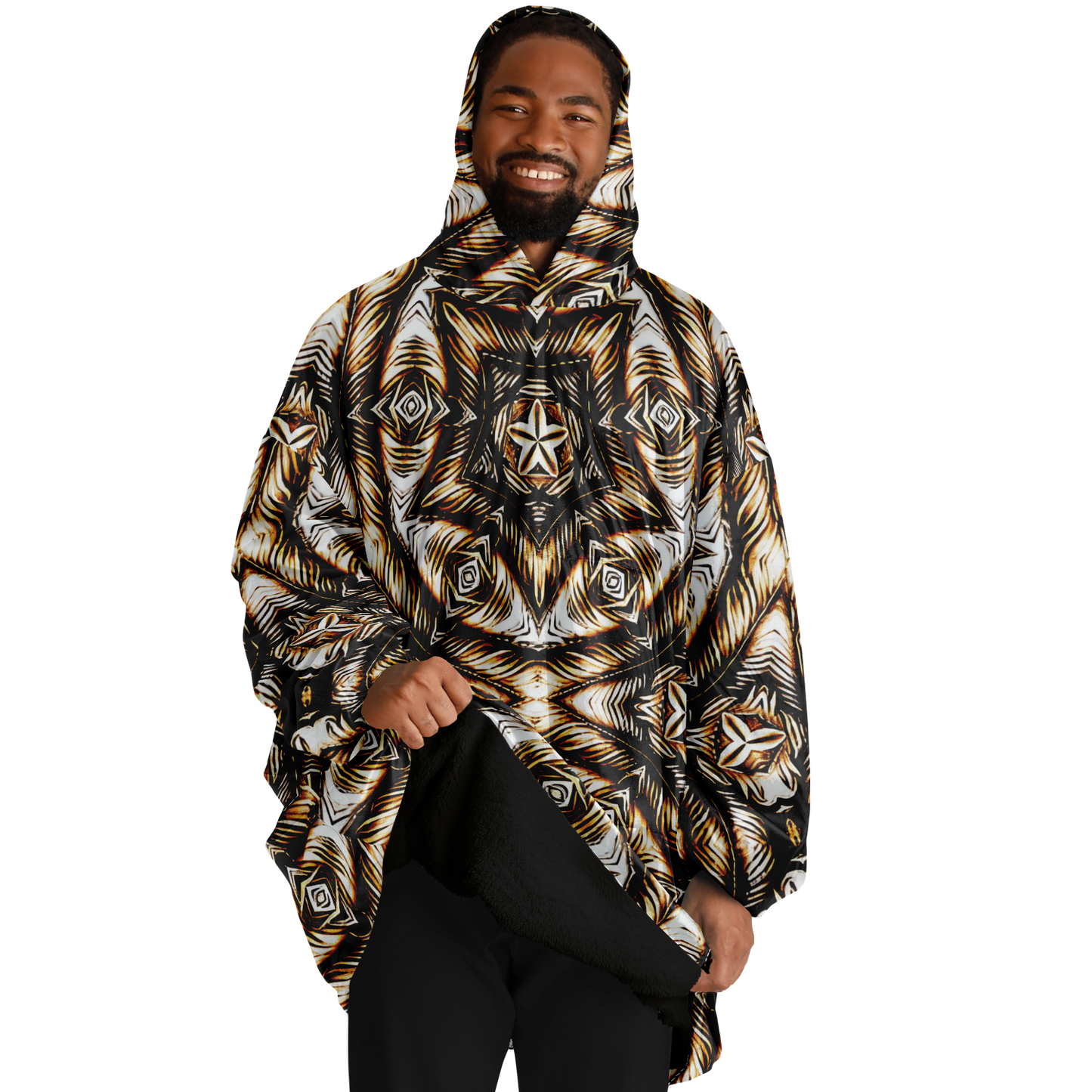 Men's Geometric Pattern All-Over Print Snug Hoodie