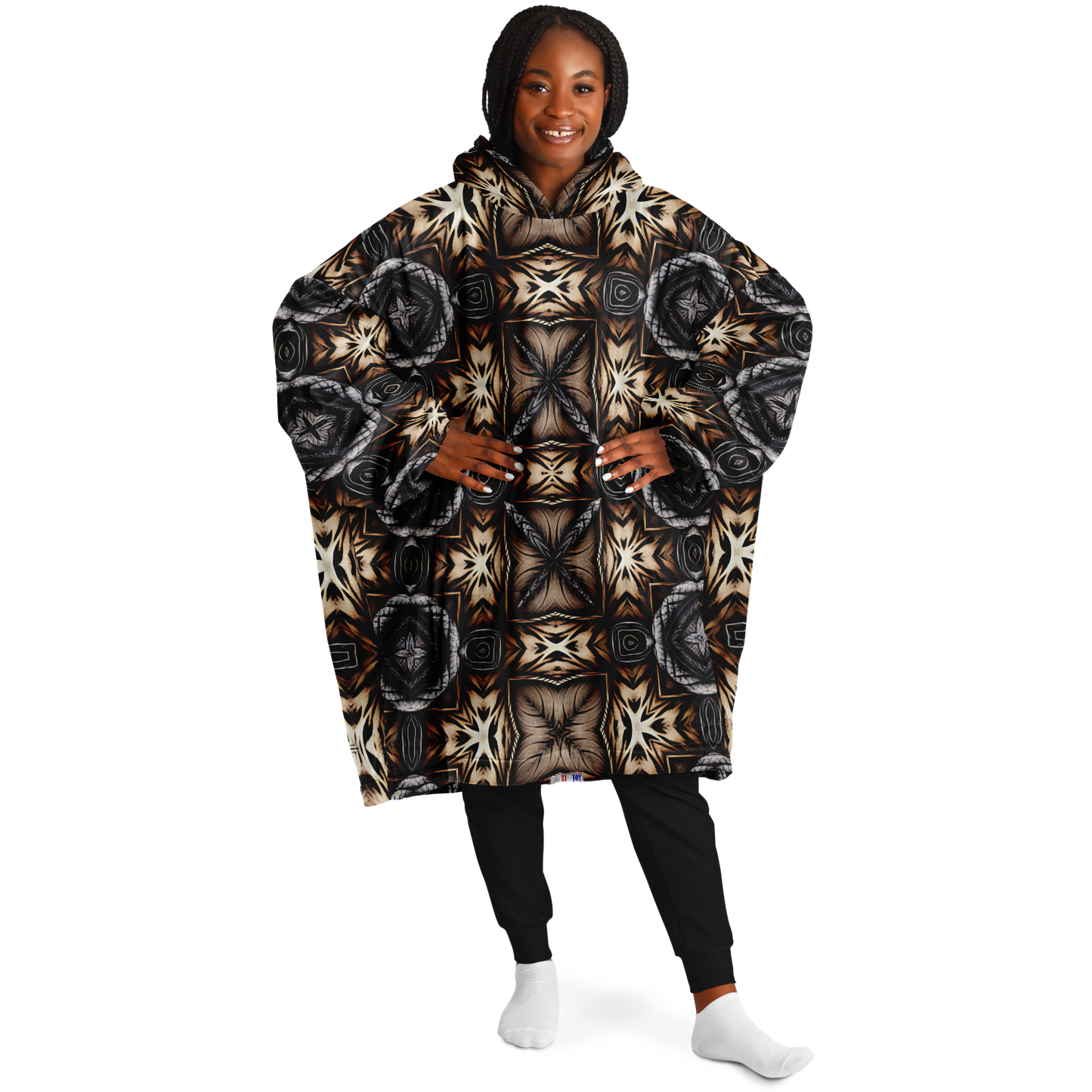 Women's Geometric Kaleidoscope Brown Pattern All Over Print Snug Hoodie