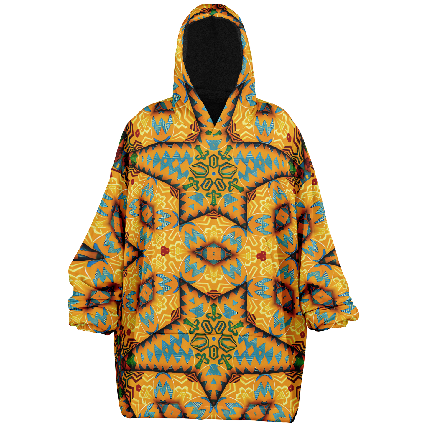 Men's Golden Geometric Mosaic Pattern Snug Hoodie