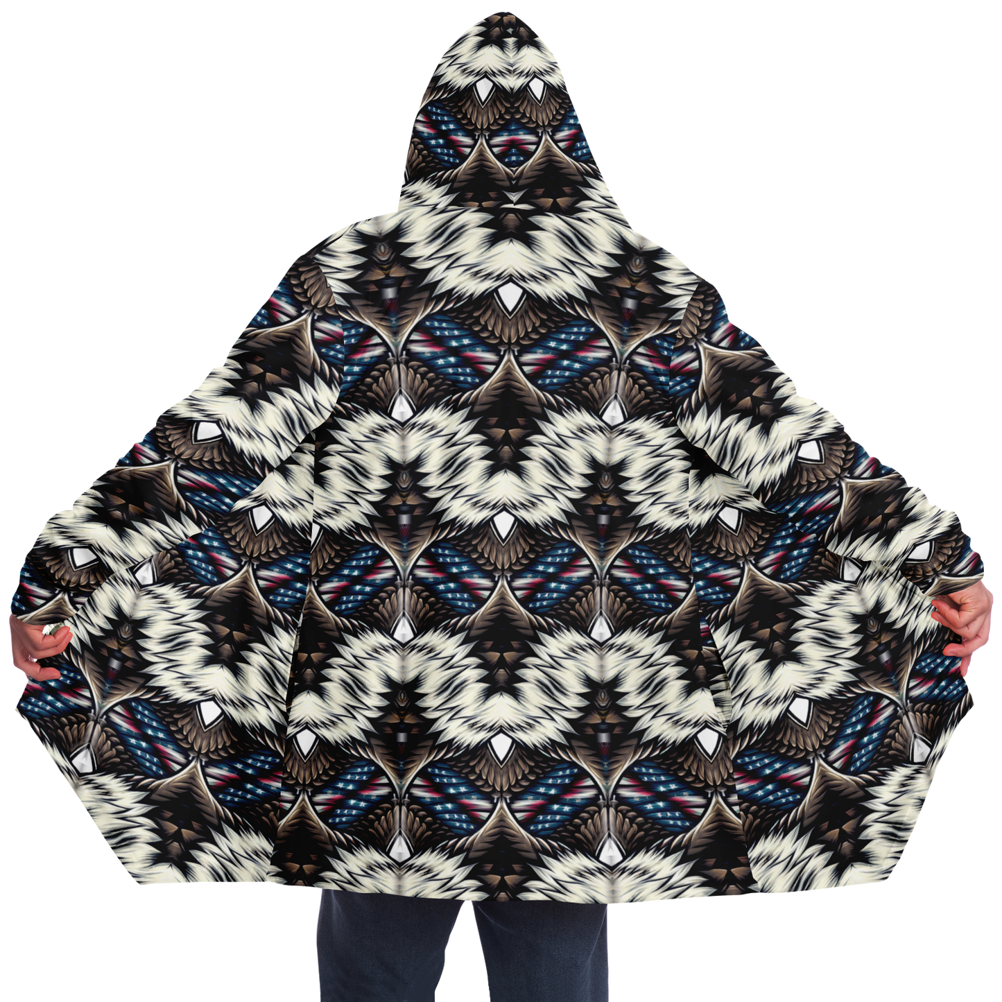 Men's Geometric Tribal Pattern All Over Print Microfleece Cloak