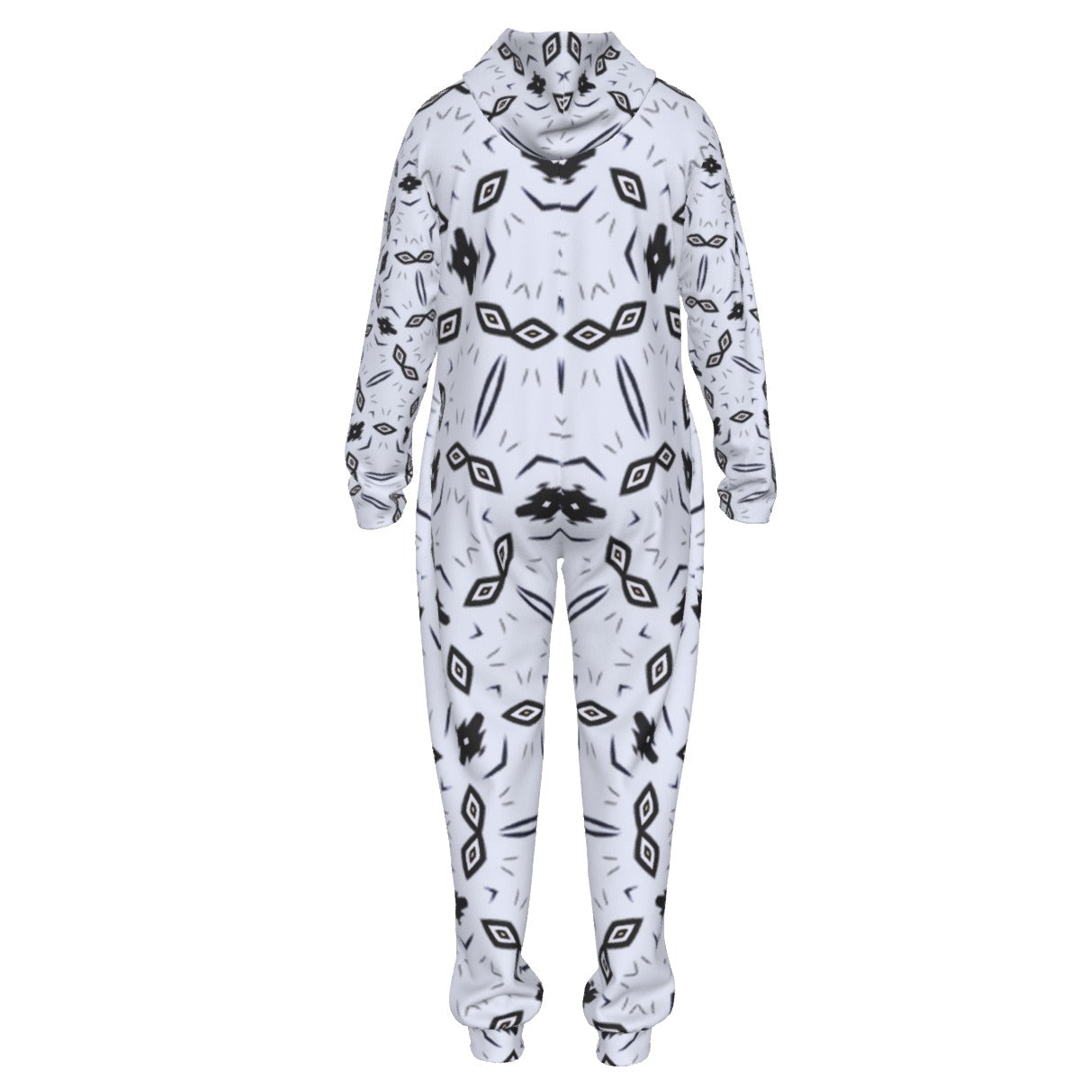men's Black & White Geometric Pattern Design All-Over Print Unisex Thickened Home Jumpsuit