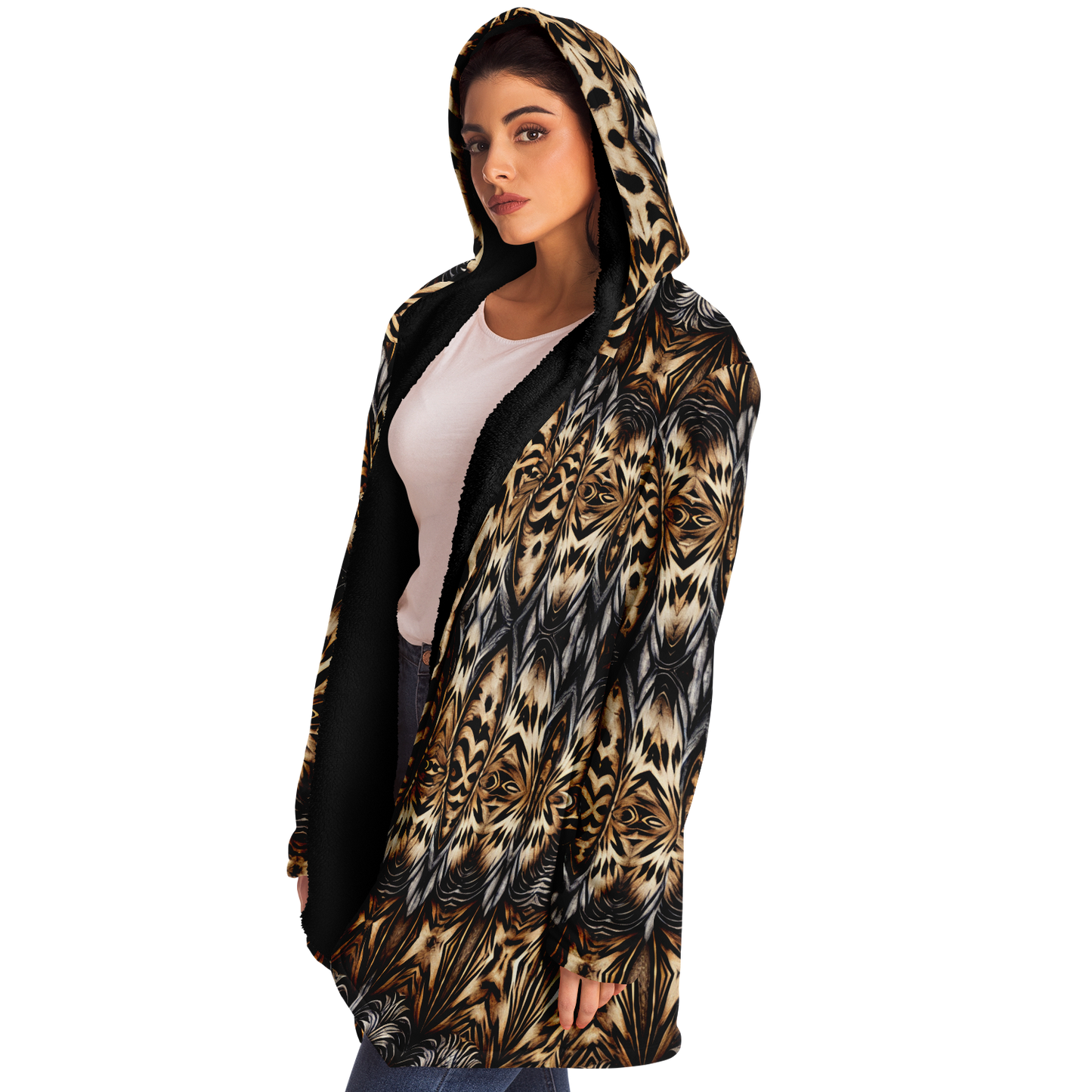 Women's Leopard Trendy Geometric Pattern All-Over Print Microfleece Cloak