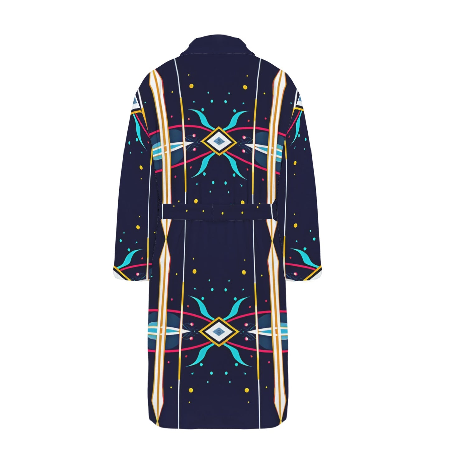 Men's Abstract Neon Geometry Pattern All Over Print Men's Belted Sleep Robe