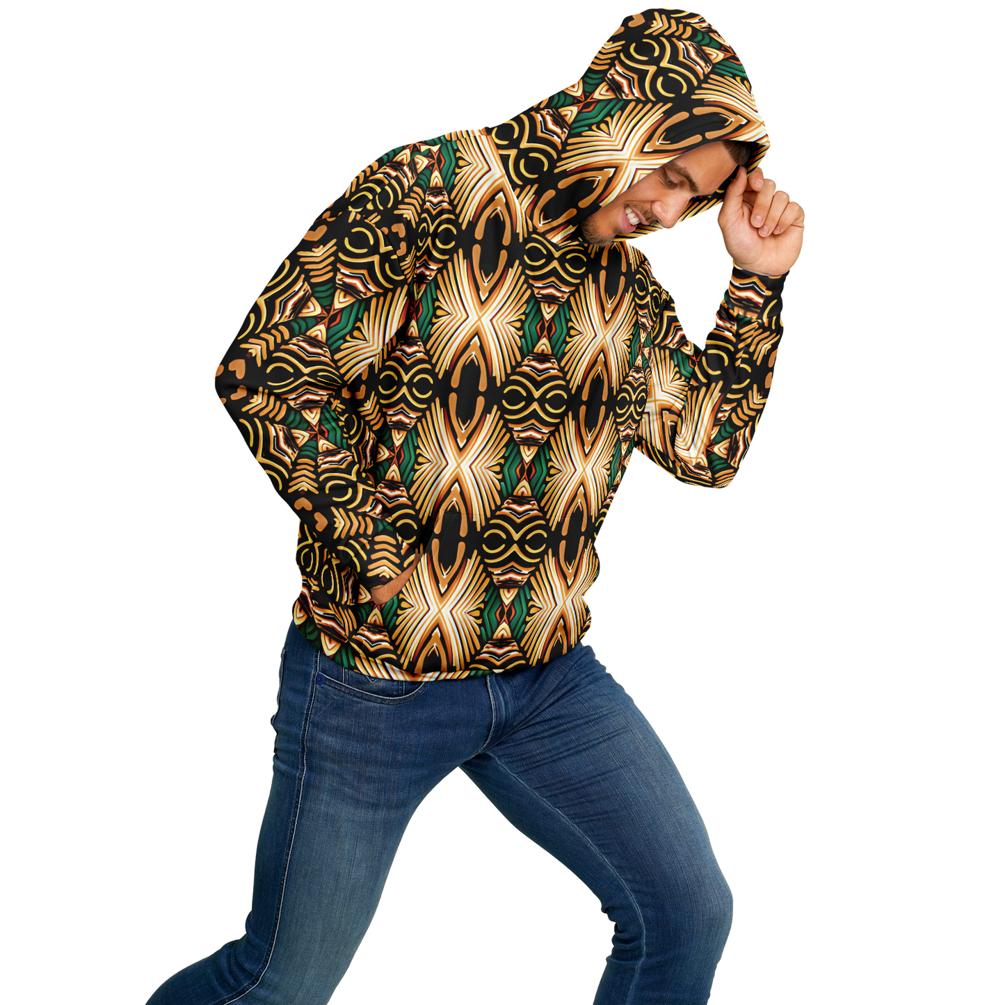 Men's Tribal Geometric Print Heavyweight Oversized Hoodie