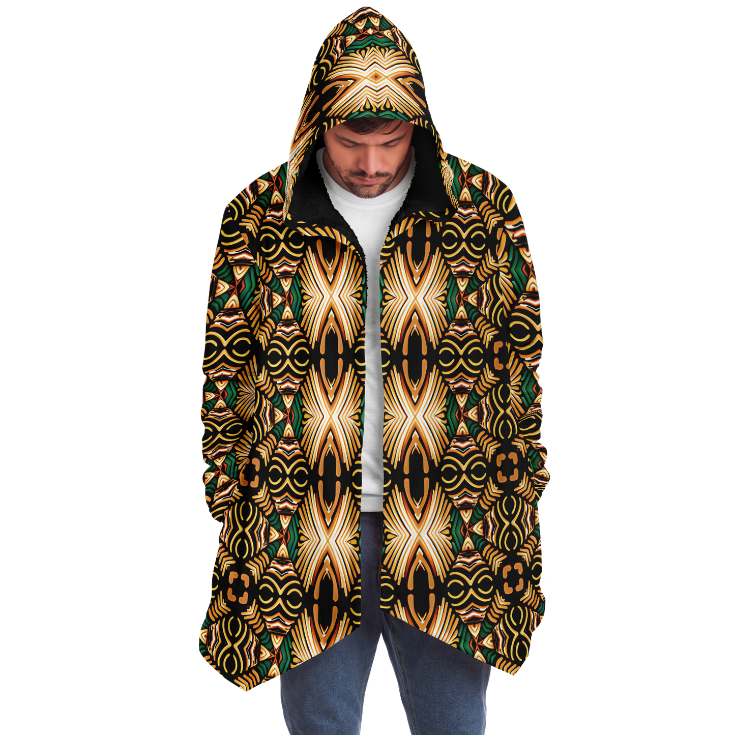 Men's Tribal Geometric Print Microfleece Cloak
