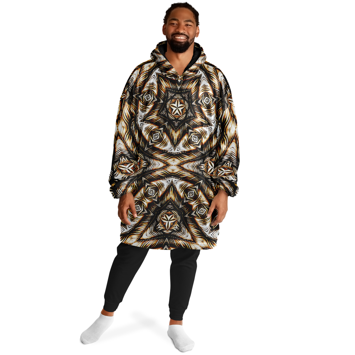 Men's Geometric Pattern All-Over Print Snug Hoodie