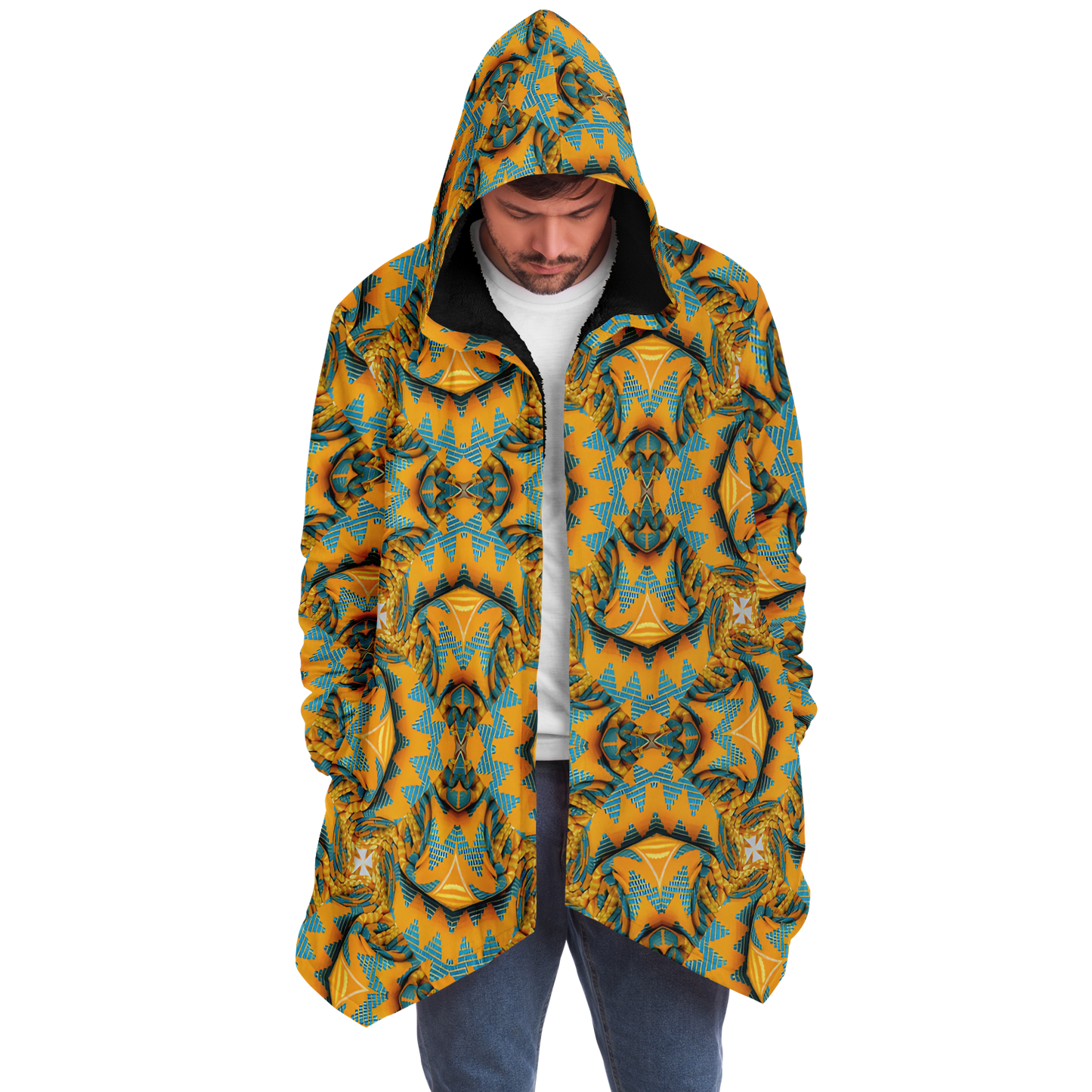 Men's Golden Kaleidoscope Pattern Microfleece Cloak