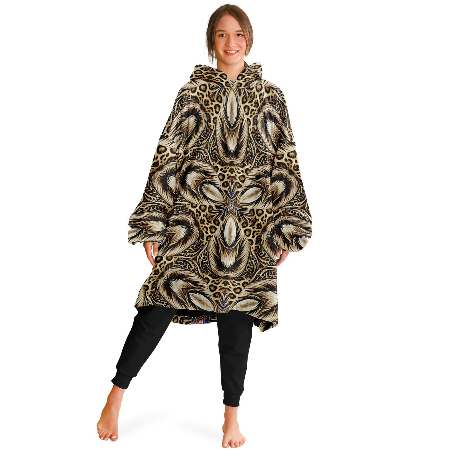 Women's Leopard Kaleidoscope Pattern All-Over Print Snug Hoodie