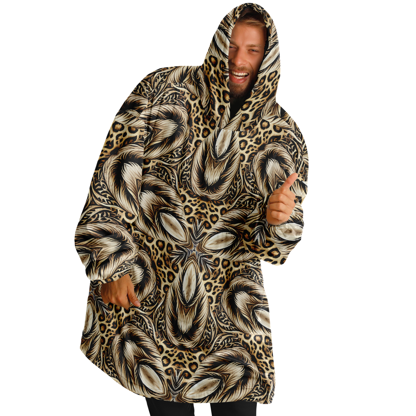 Men's Leopard Kaleidoscope Pattern All-Over Print Snug Hoodie