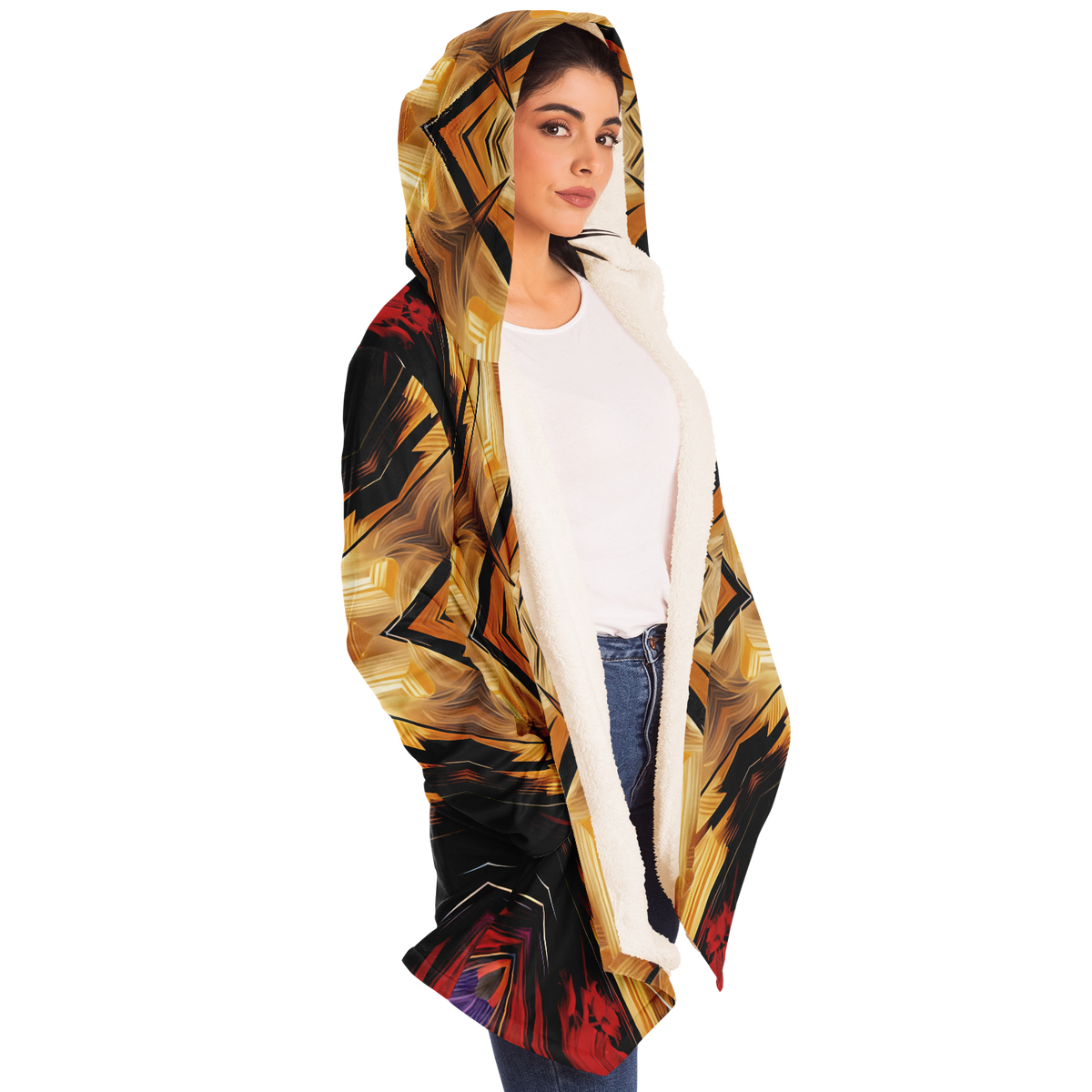 Women's Geometric Kaleidoscope Pattern Design All Over Print Microfleece Cloak