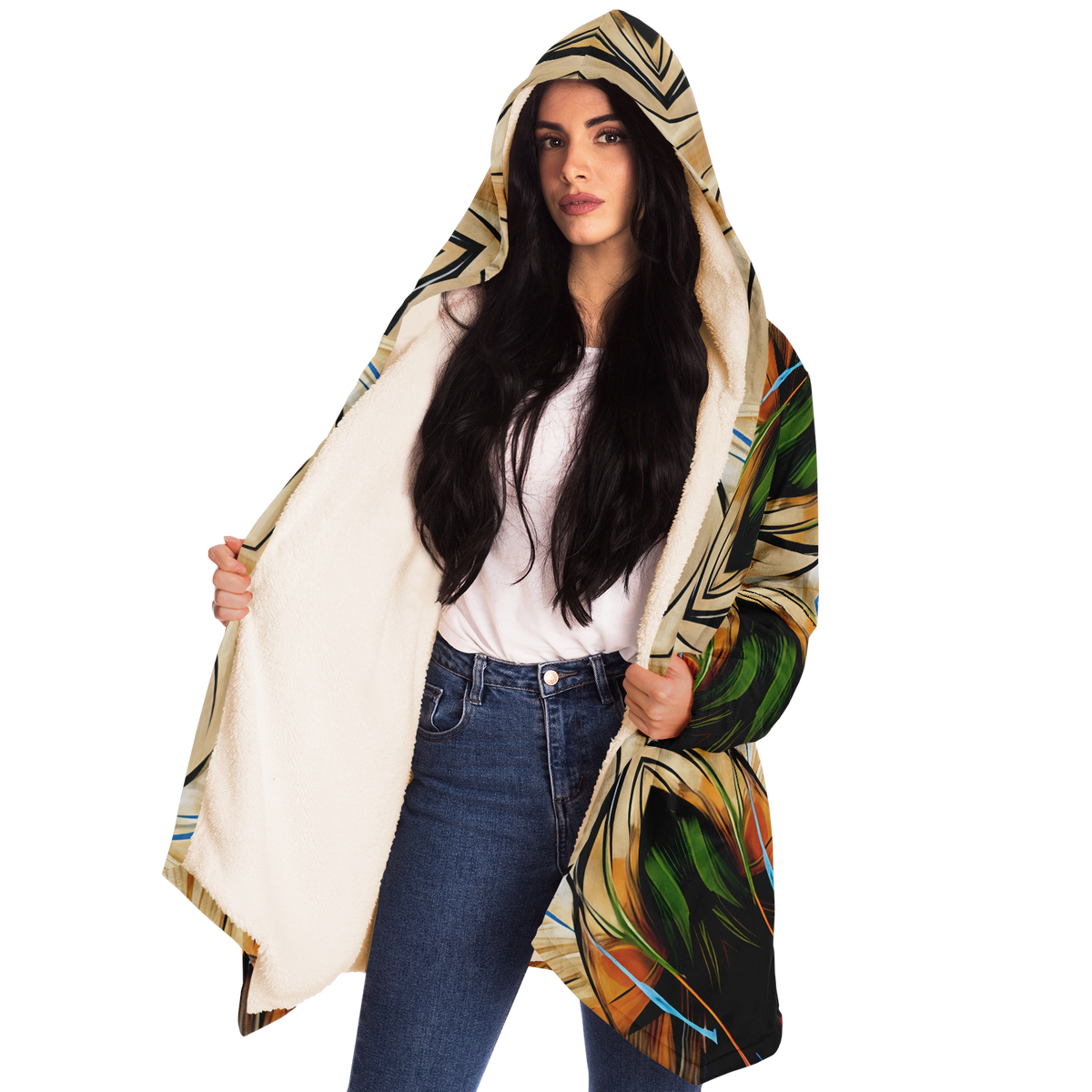 Women's Geometric Kaleidoscope Pattern Design All Over Print Microfleece Cloak