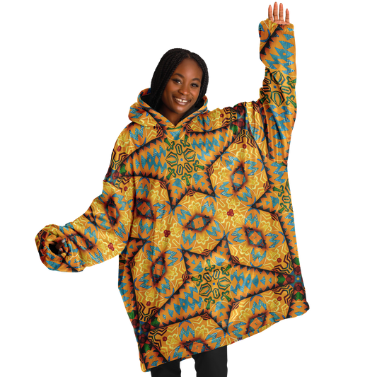 Women's Golden Geometric Mosaic Pattern Snug Hoodie