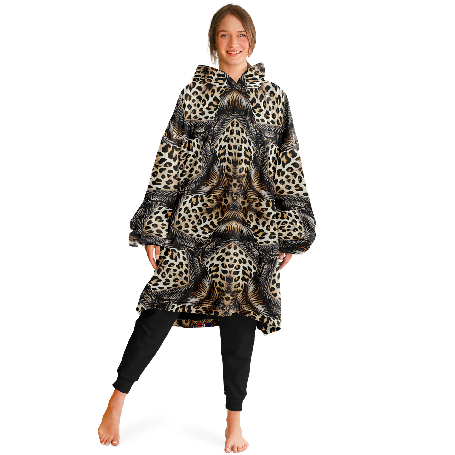 Women's Kaleidoscope Leopard  Pattern All-Over Print Snug Hoodie Snug Hoodie