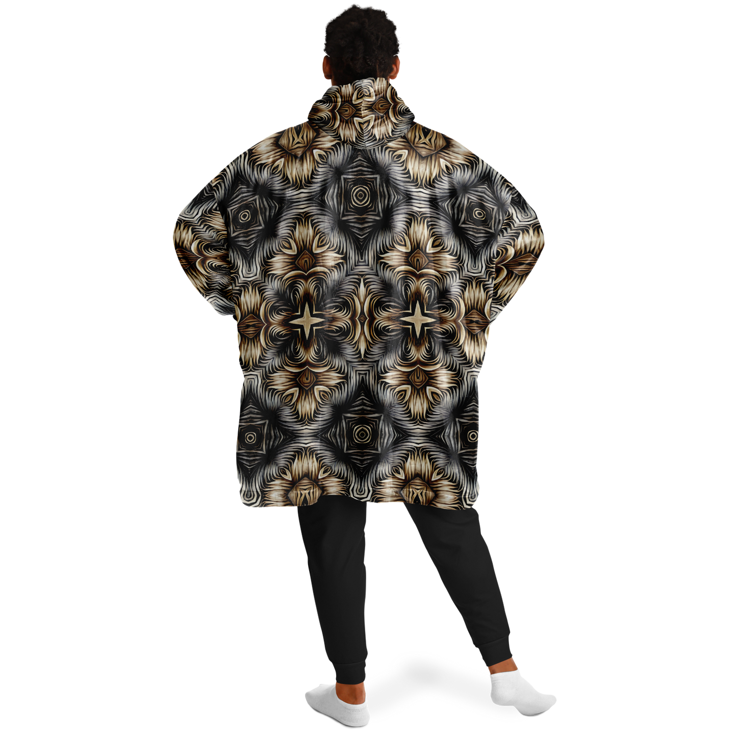 Men's Neutral Geometric Floral Pattern All Over print Snug Hoodie