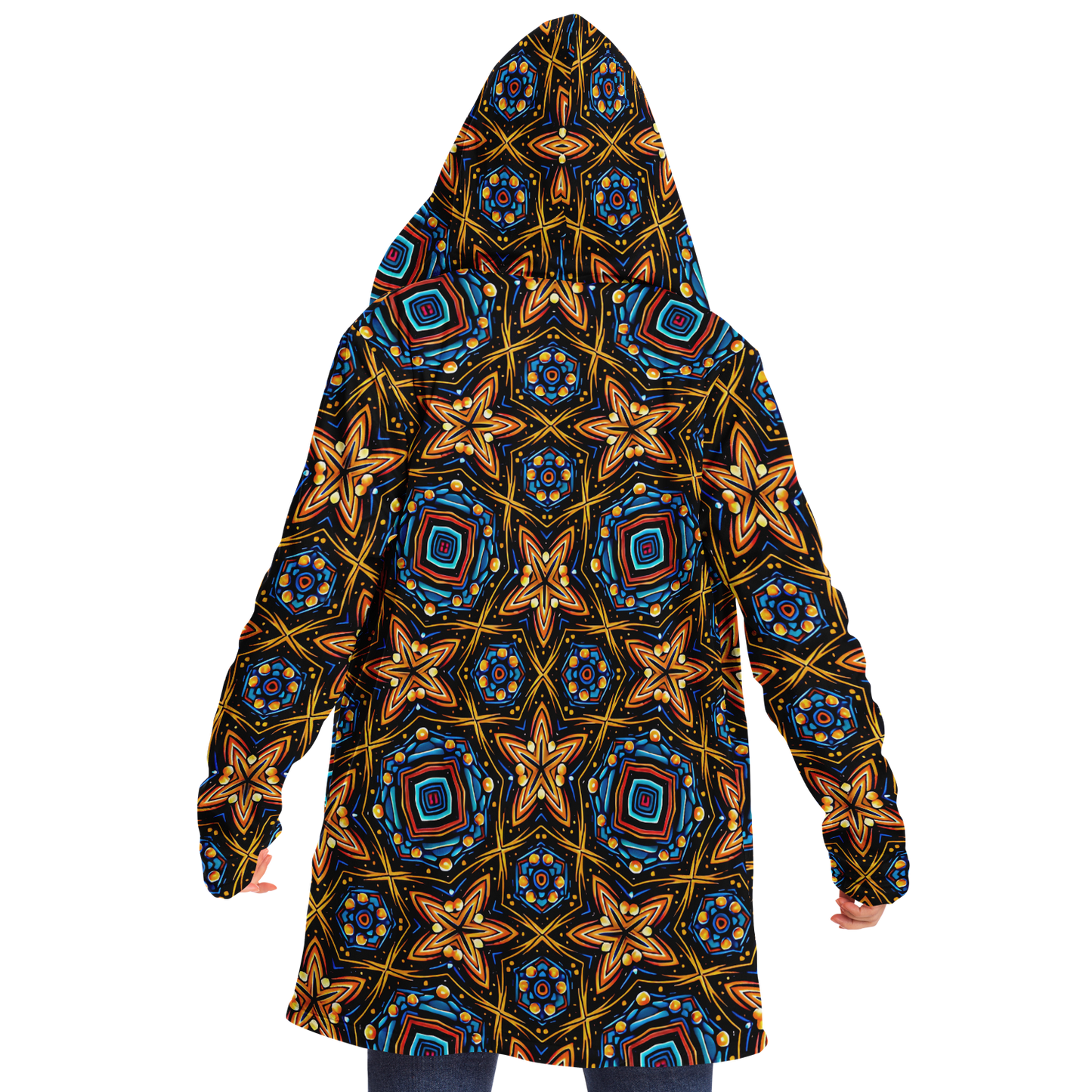 Women's Bohemian Mosaic Star Pattern All Over print Microfleece Cloak