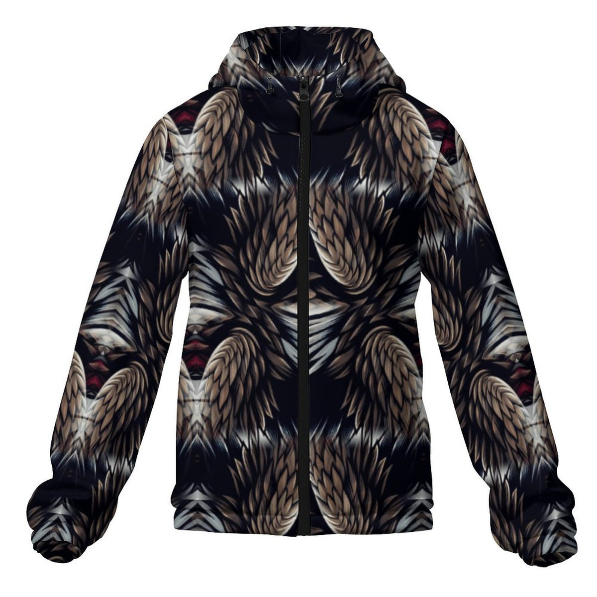 Men's Abstract Dark Kaleidoscope Pattern All Over Print Hooded Windbreaker Jacket