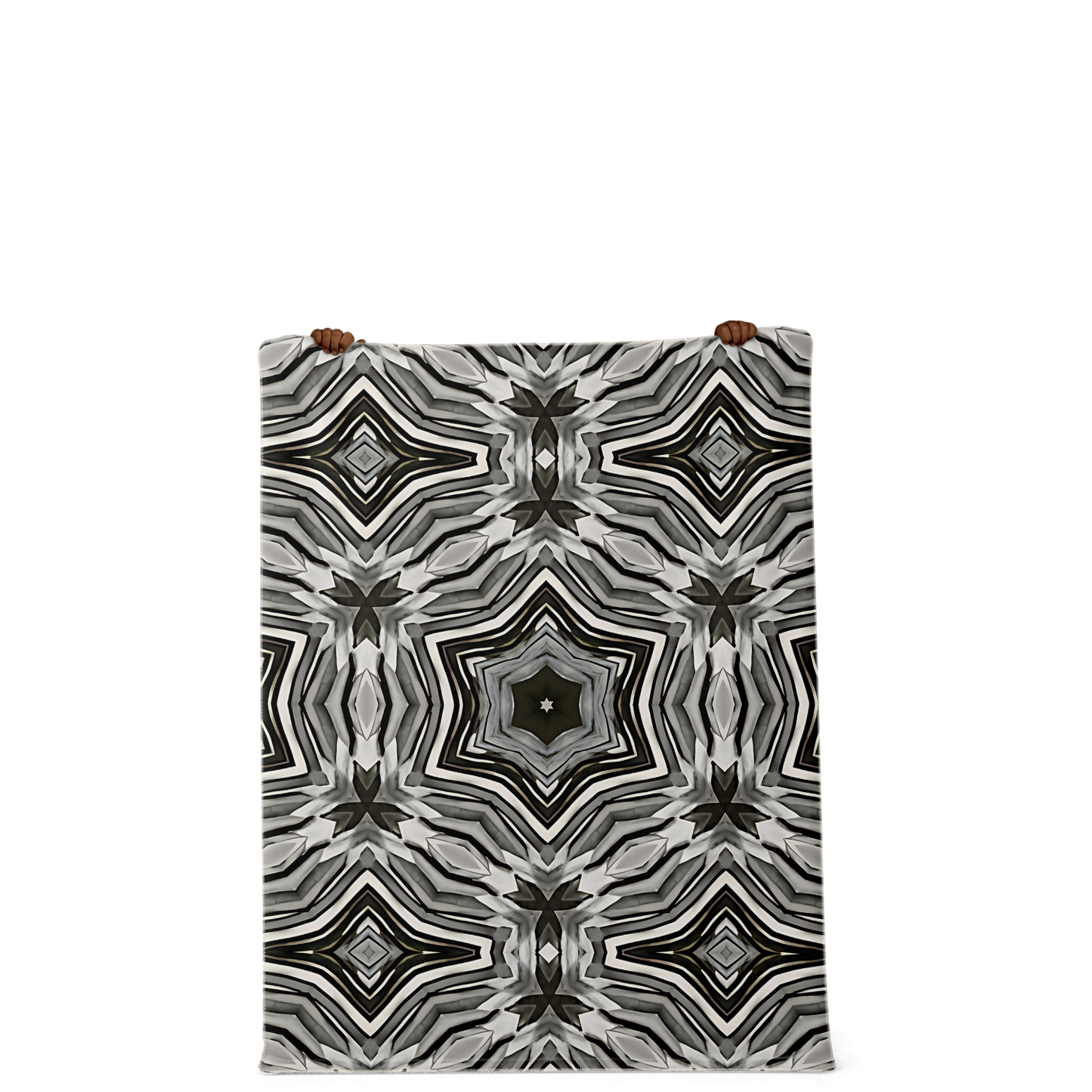 Blanket - Monochrome Kaleidoscope Pattern Premium Microfleece Blanket