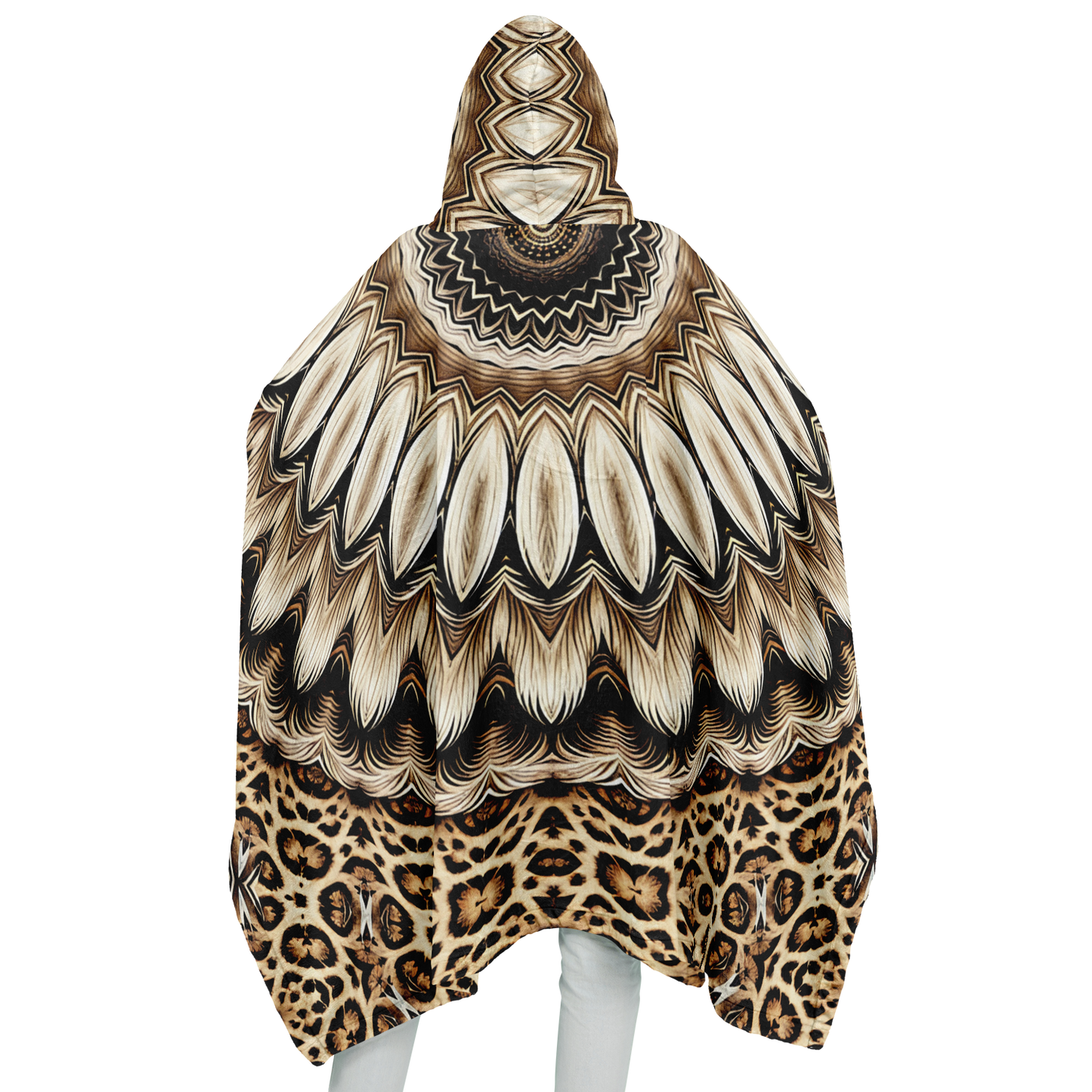 Women's Kaleidoscope Mandala Pattern  All-Over Print Flannel Blanket Poncho