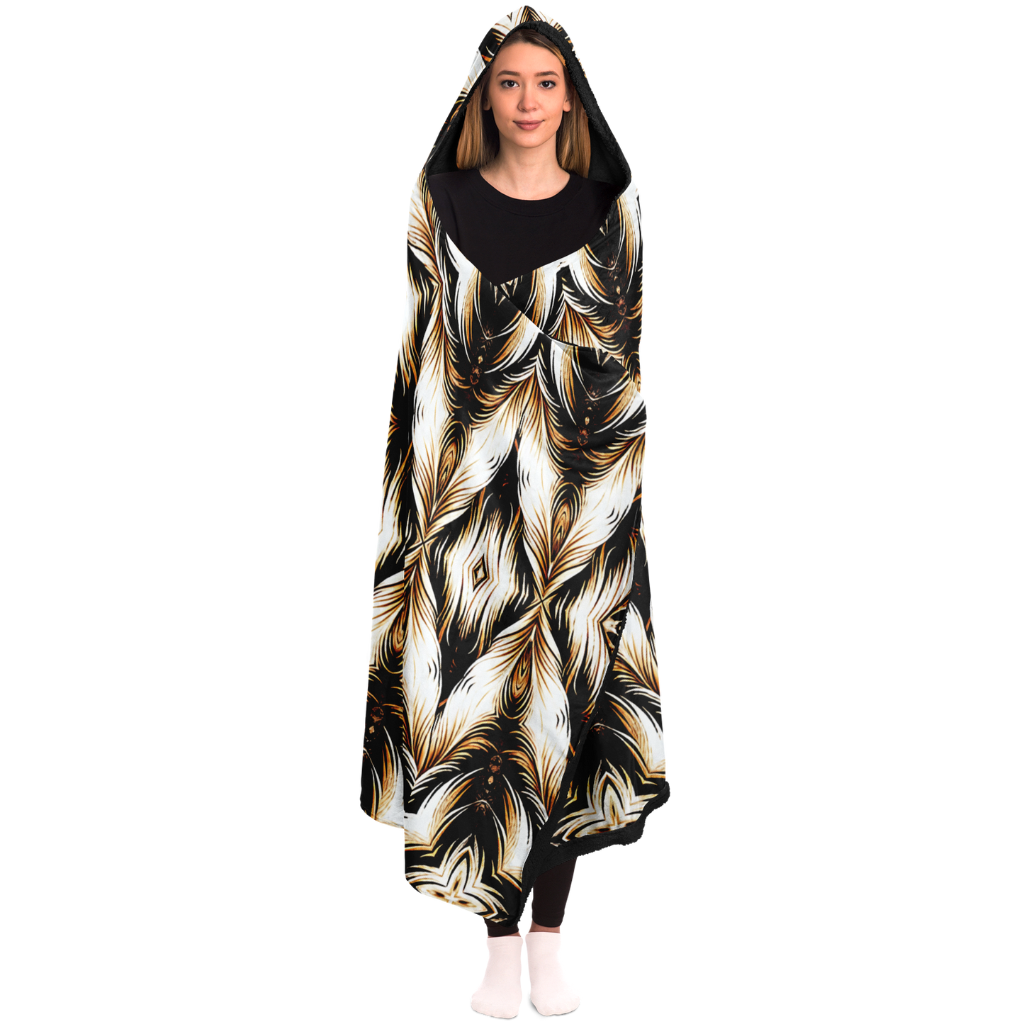 Women's Kaleidoscope Leopard Pattern All Over Print Hooded Blanket Micro Fleece