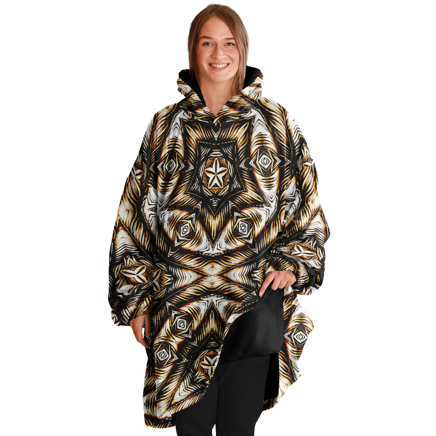 Women's Geometric Pattern All-Over Print Snug Hoodie