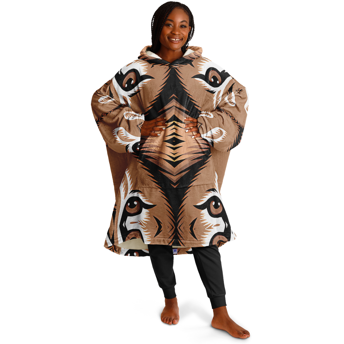 Women Brown Tribal Geometric Pattern All Over Print Snug Hoodie Economy