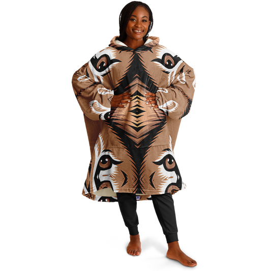 Women Brown Tribal Geometric Pattern All Over Print Snug Hoodie Economy