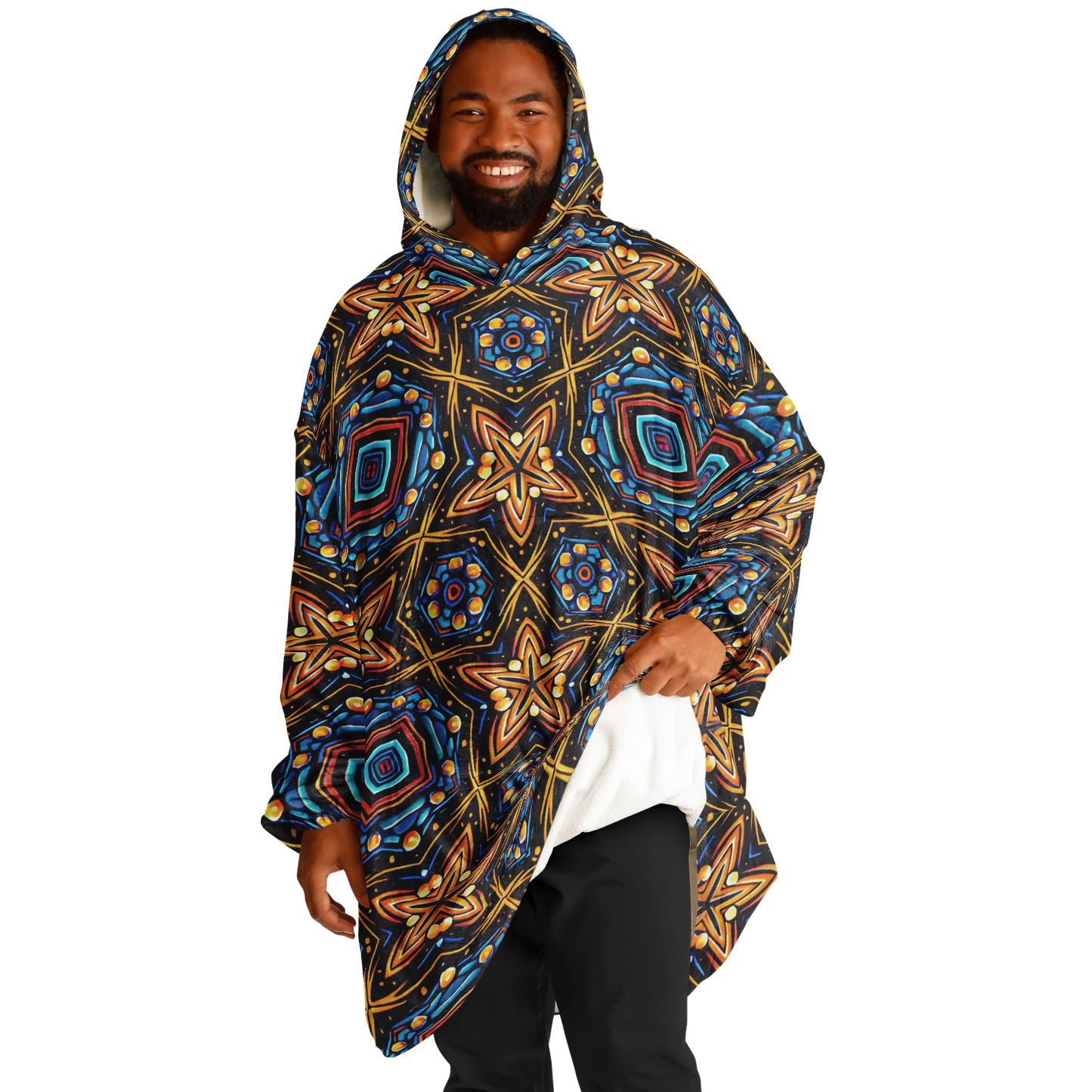 Men's Bohemian Mosaic Star Pattern All Over print Snug Hoodie Economy