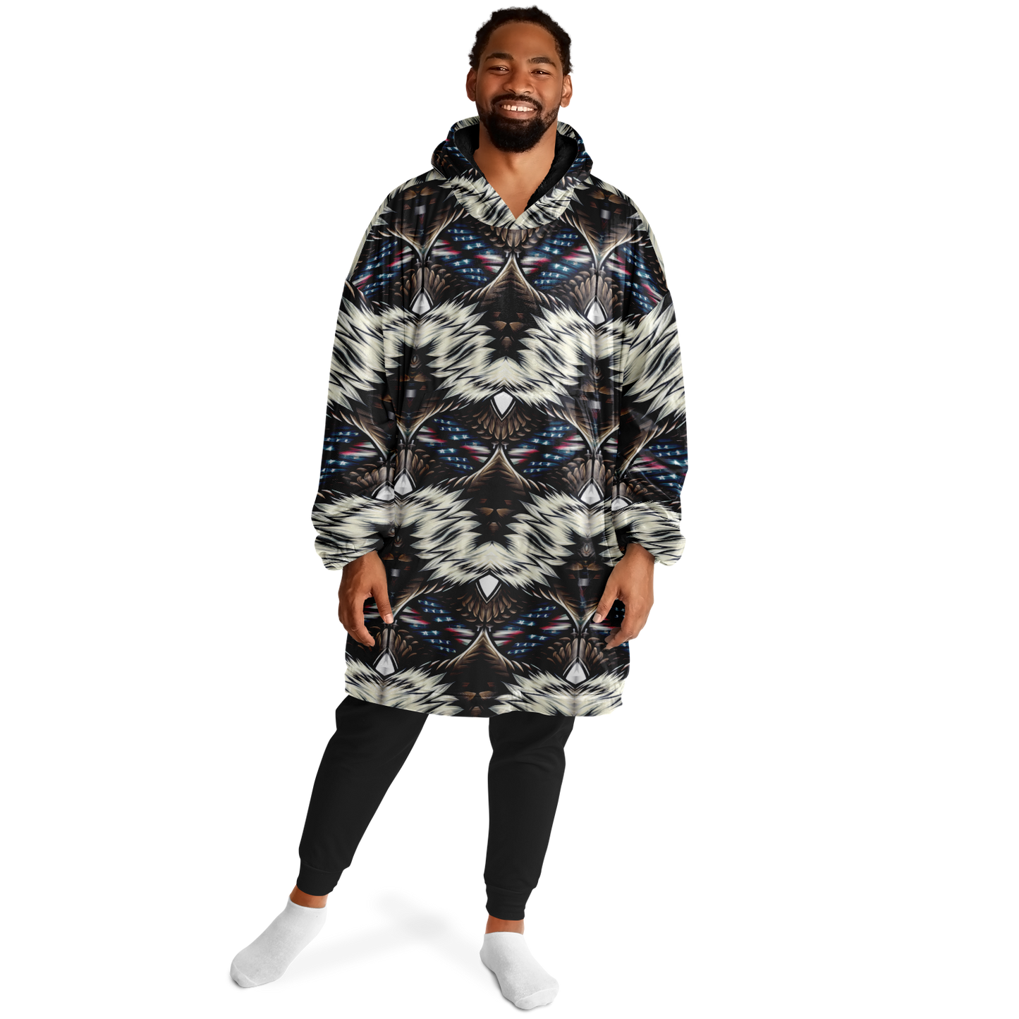 Men's Geometric Tribal Pattern All Over Print Snug Hoodie