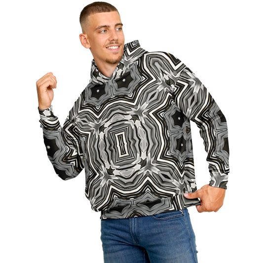 Men's Monochrome Kaleidoscope Pattern Heavyweight Oversized Hoodie