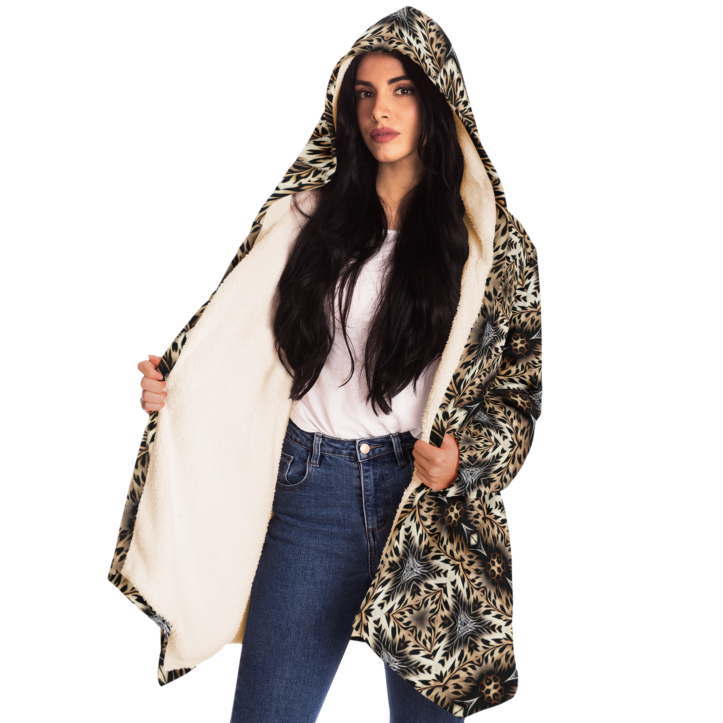 Women's Leopard Kaleidoscope Pattern All-Over Print Microfleece Cloak