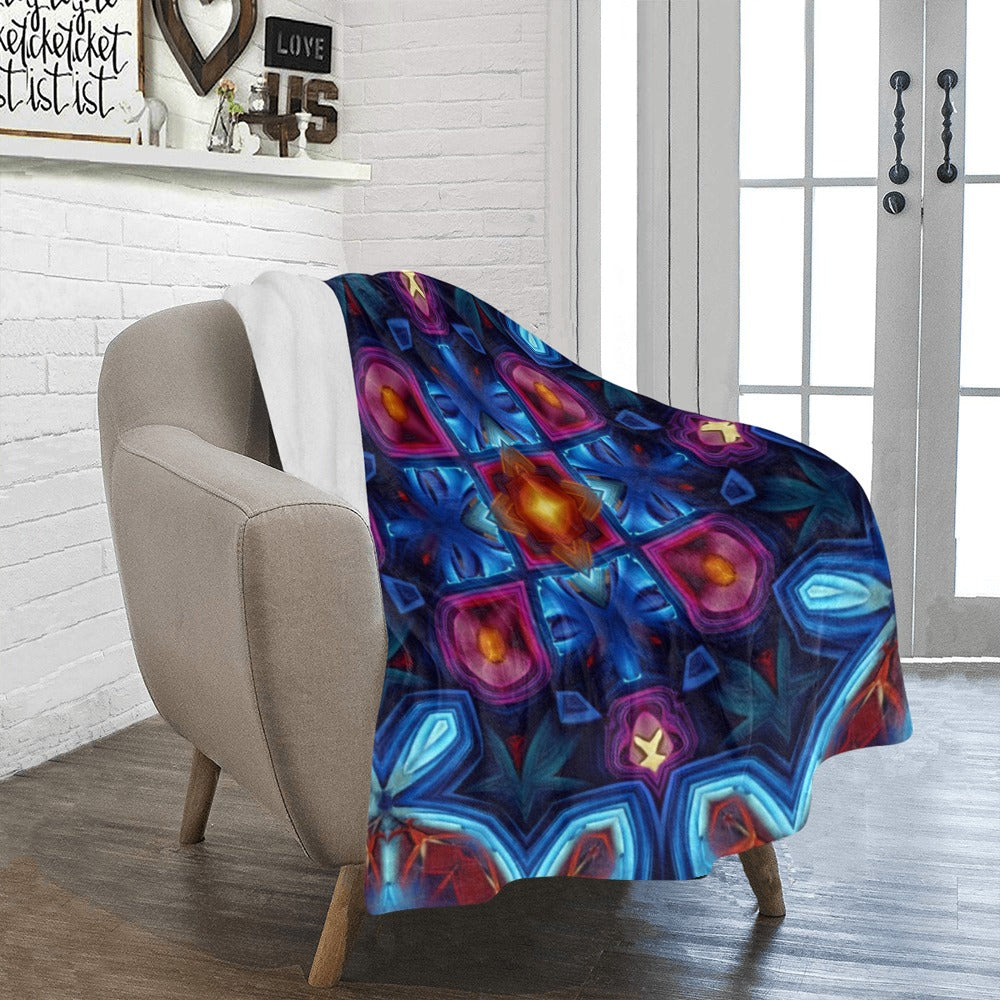 Blue & Red Kaleidoscope Pattern All Over Print Ultra-Soft Micro Fleece Blanket 40"x50"
