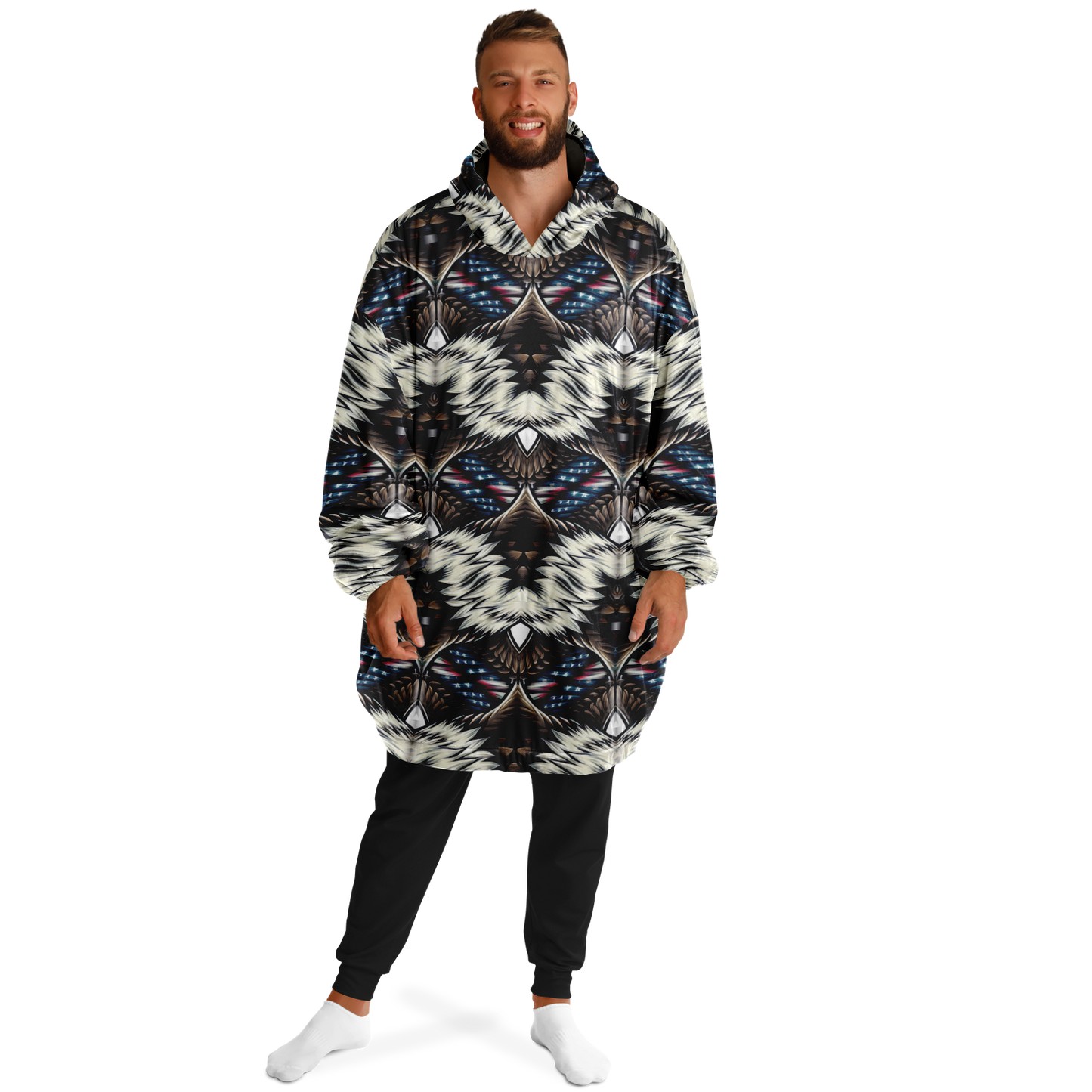 Men's Geometric Tribal Pattern All Over Print Snug Hoodie