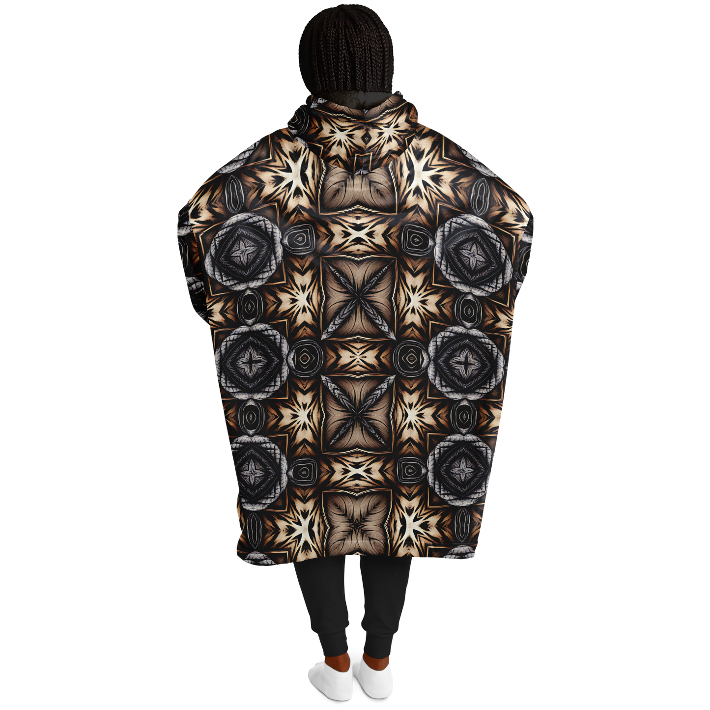 Women's Geometric Kaleidoscope Brown Pattern All Over Print Snug Hoodie