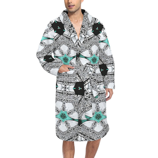 Men's Kaleidoscope Geo Pattern All Over Print Belted Sleep Robe