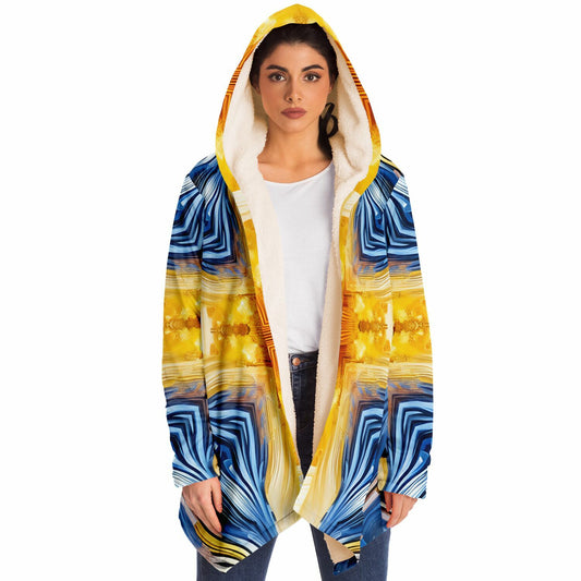 Women’s Bright Orange & Blue Abstract All Over Print Microfleece Cloak