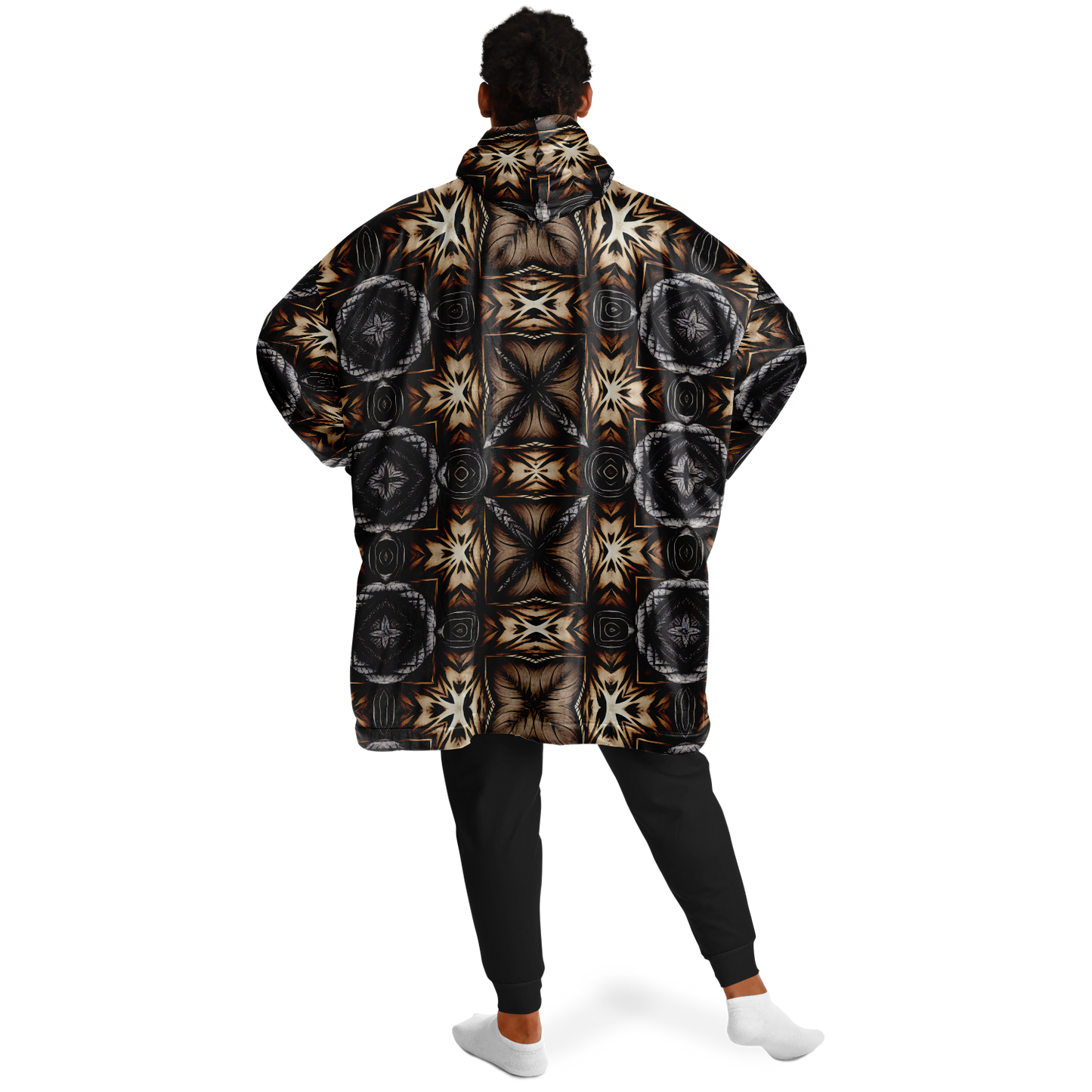 Men's Geometric Kaleidoscope Brown Pattern All Over Print Snug Hoodie