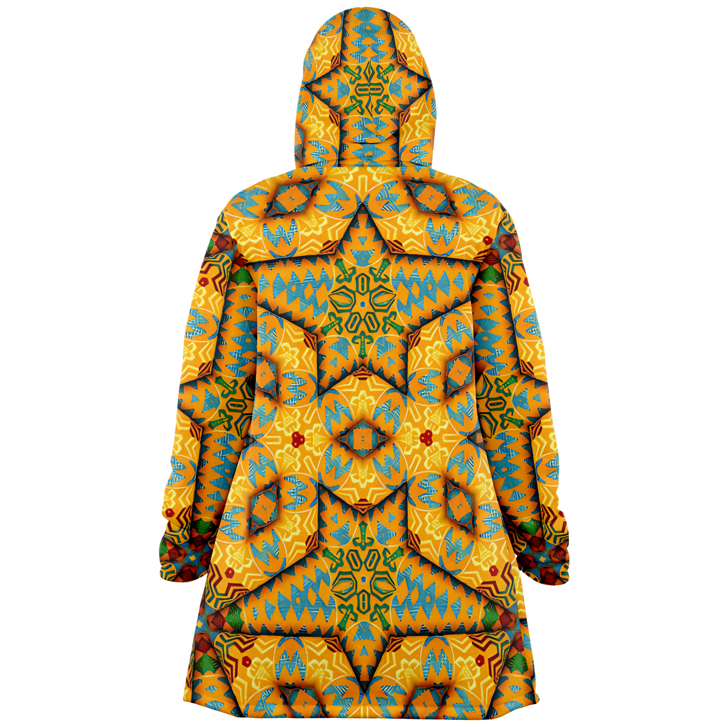 Men's Golden Geometric Mosaic Pattern Microfleece Cloak