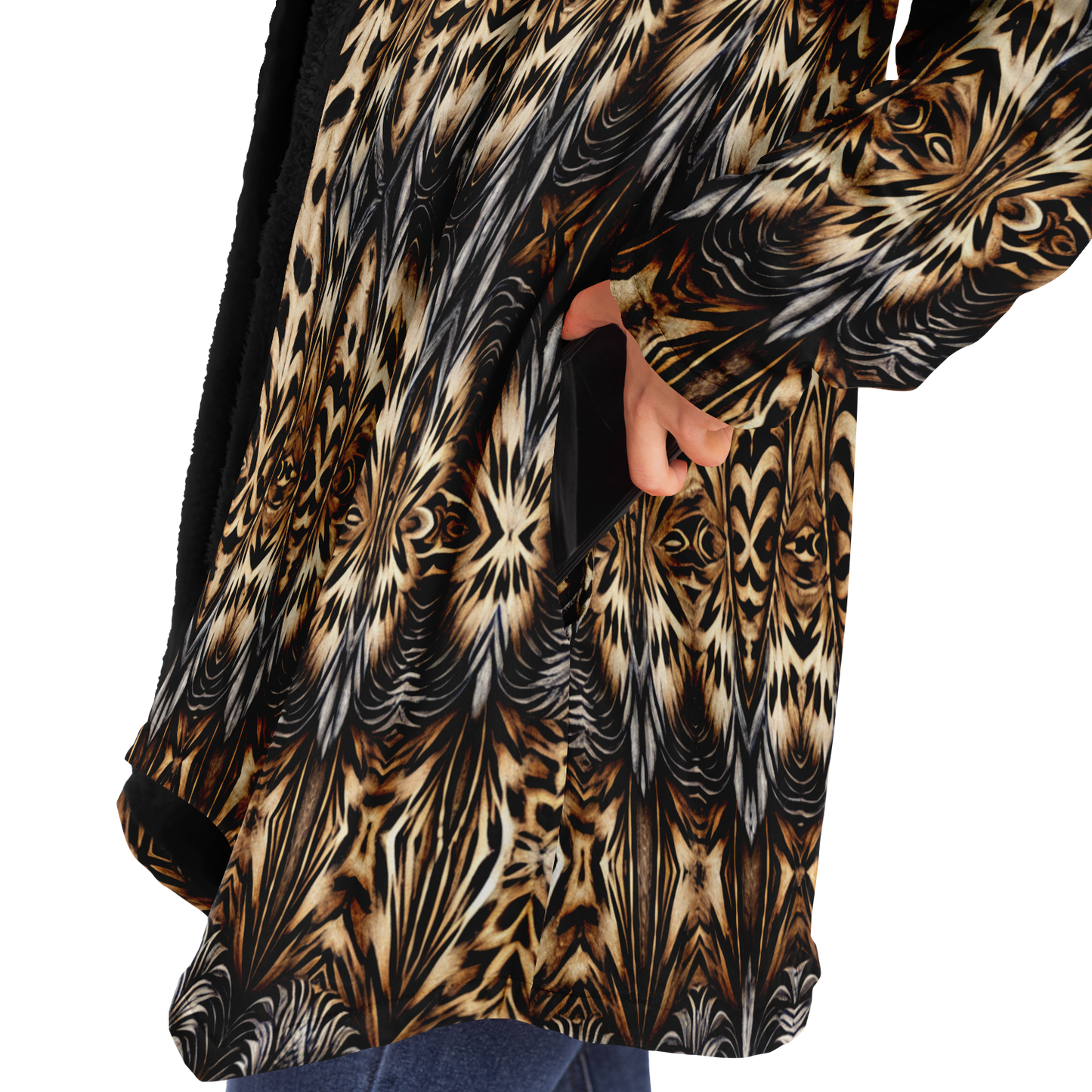 Women's Leopard Trendy Geometric Pattern All-Over Print Microfleece Cloak