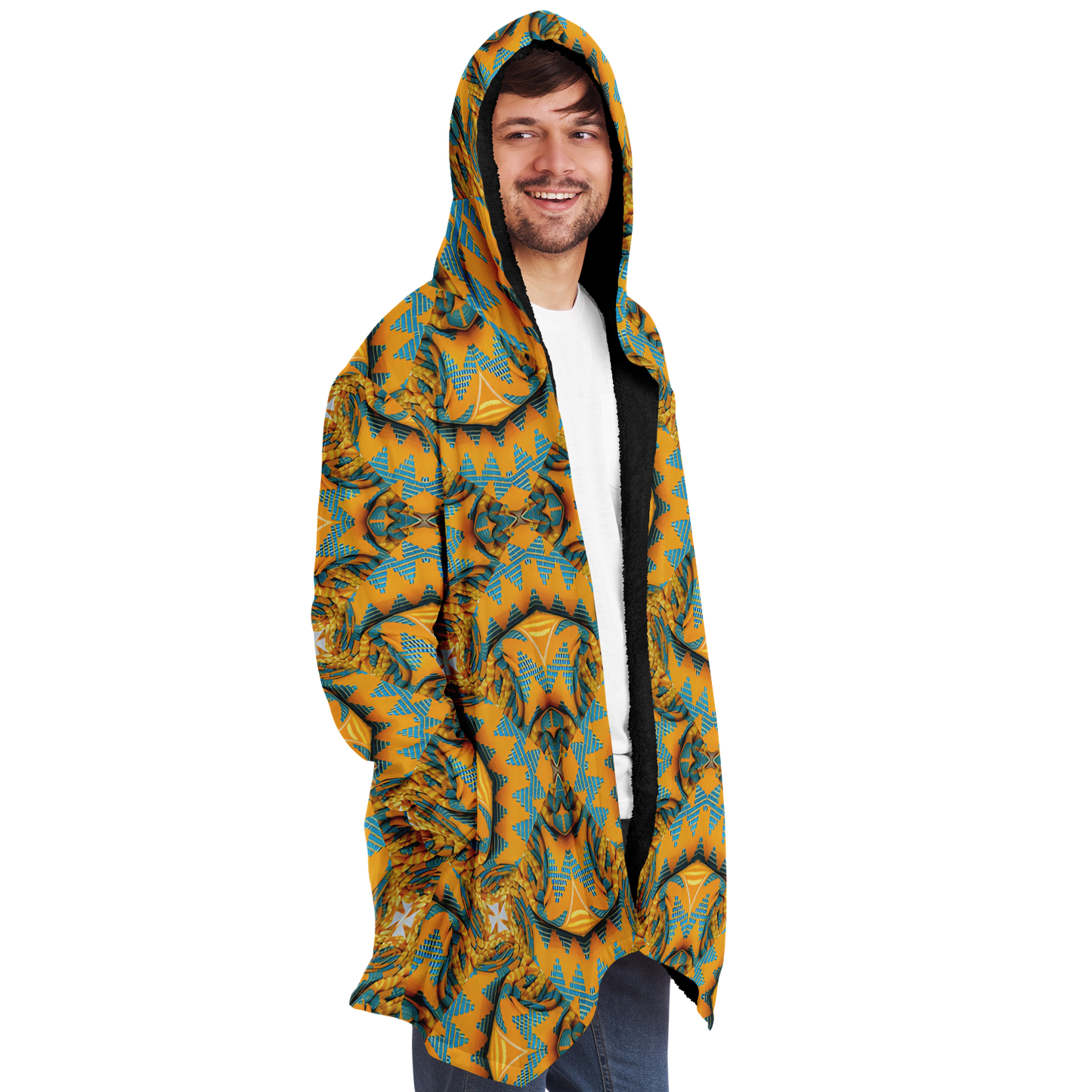 Men's Golden Kaleidoscope Pattern Microfleece Cloak