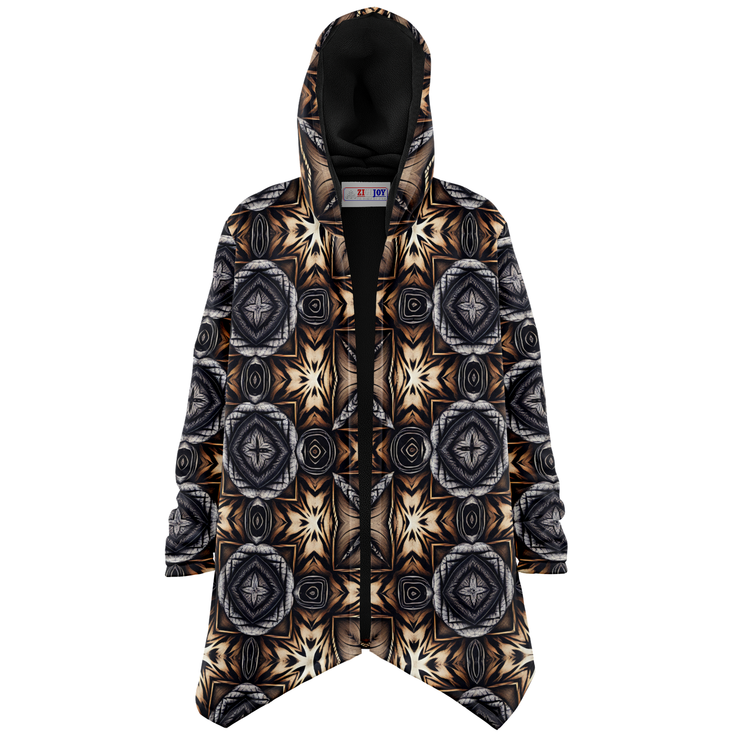 Men's Geometric Kaleidoscope Brown Pattern All Over Print Microfleece Cloak