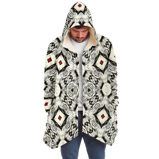 Men's Black & White Abstract Pattern All Over print Microfleece Cloak