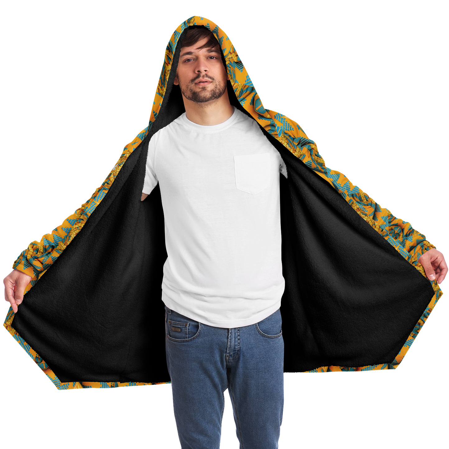 Men's Golden Kaleidoscope Pattern Microfleece Cloak