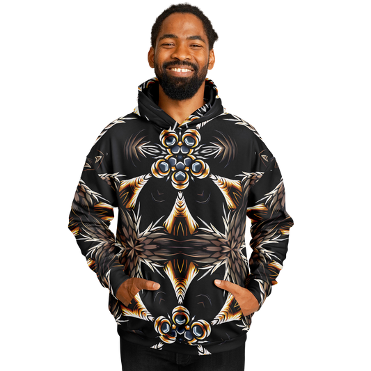 Men's Geometric Black & Gold Kaleidoscope Print Heavyweight Oversized Hoodie