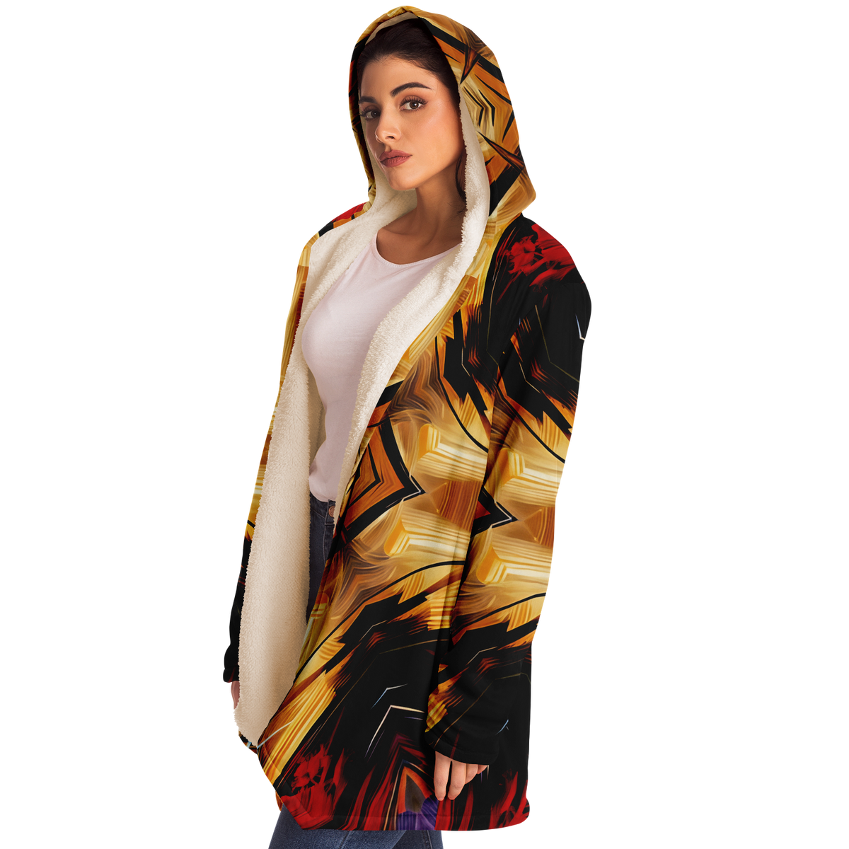 Women's Geometric Kaleidoscope Pattern Design All Over Print Microfleece Cloak