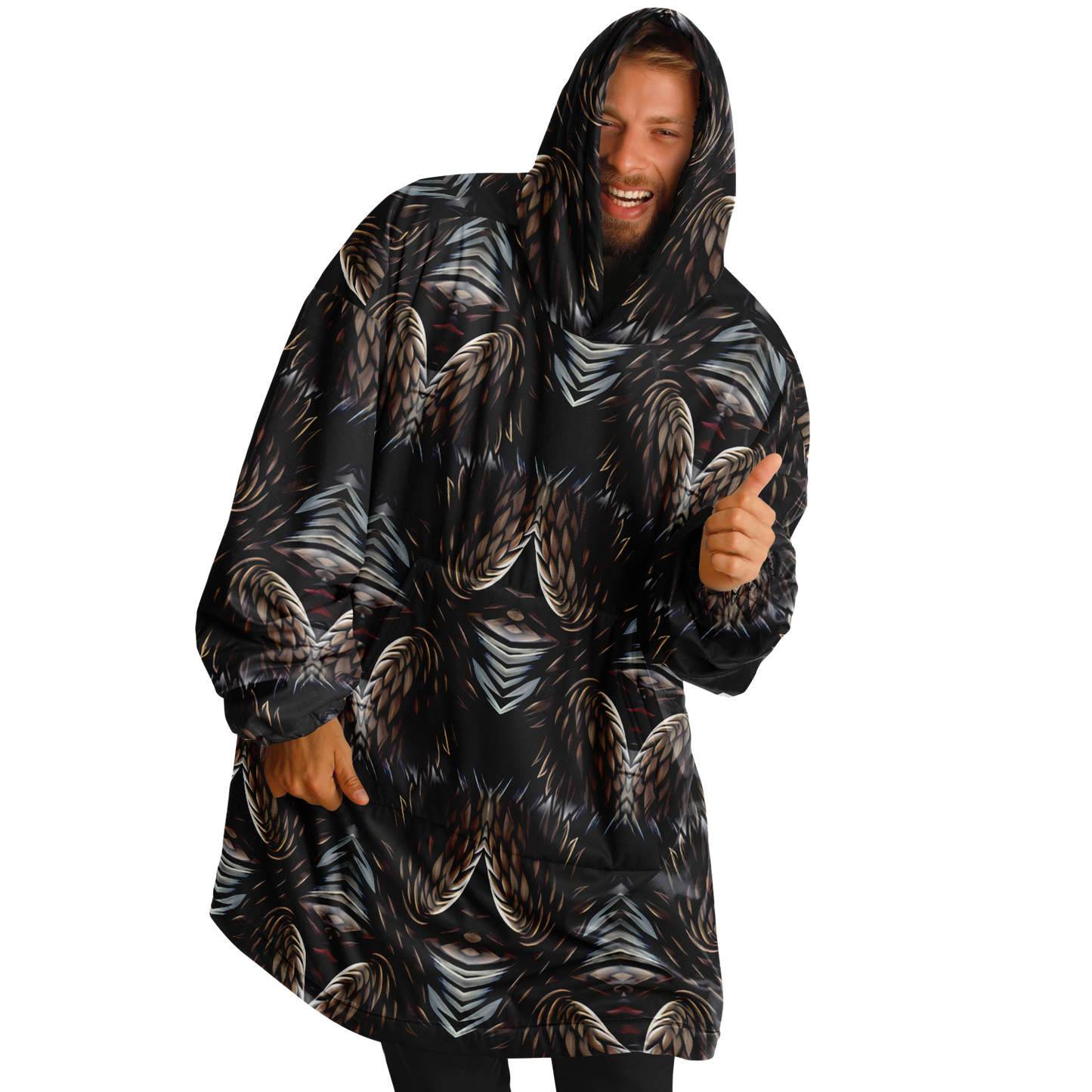 Men's Abstract Dark Kaleidoscope Pattern All Over Print Snug Hoodie