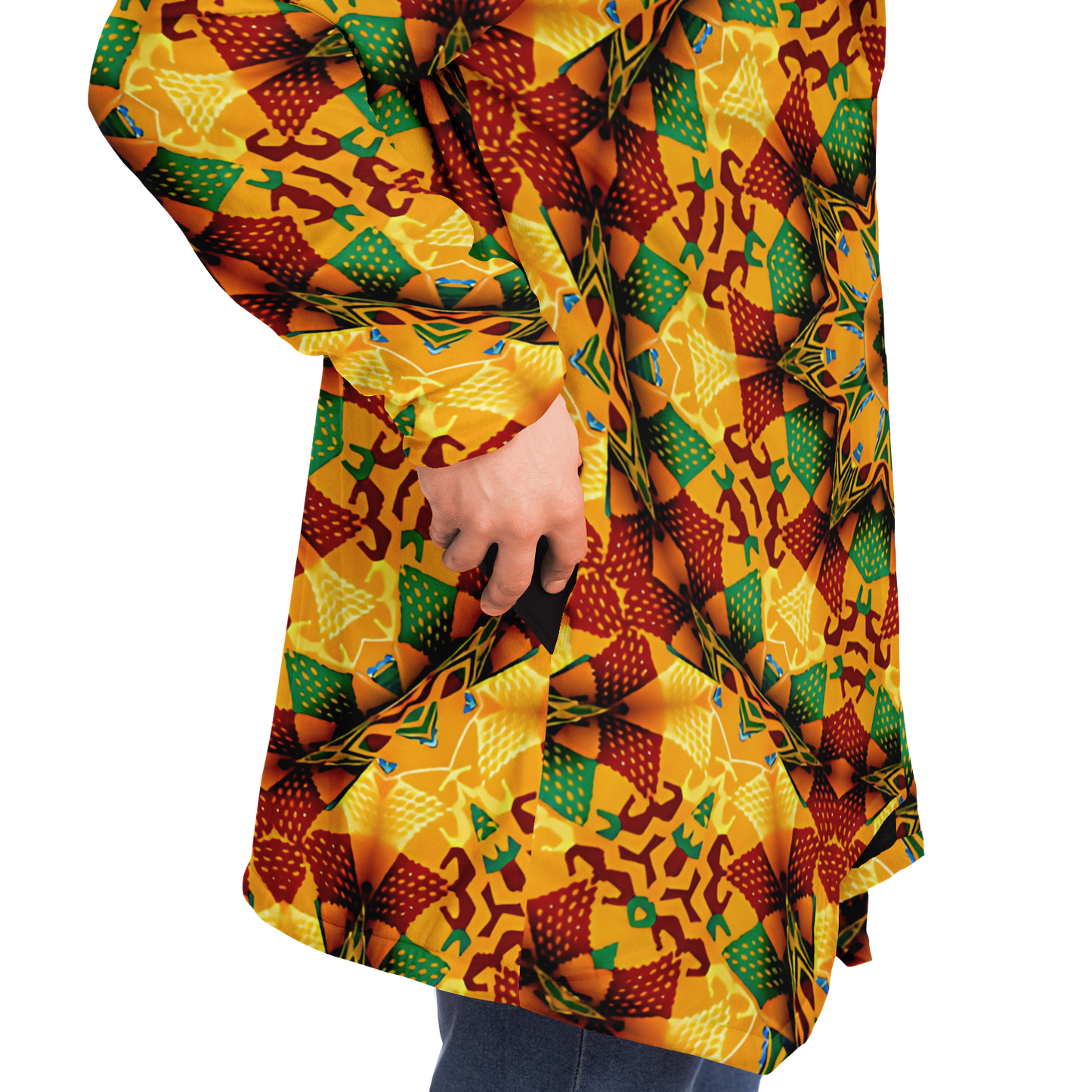 Men's Autumn Kaleidoscope Floral Pattern Microfleece Cloak