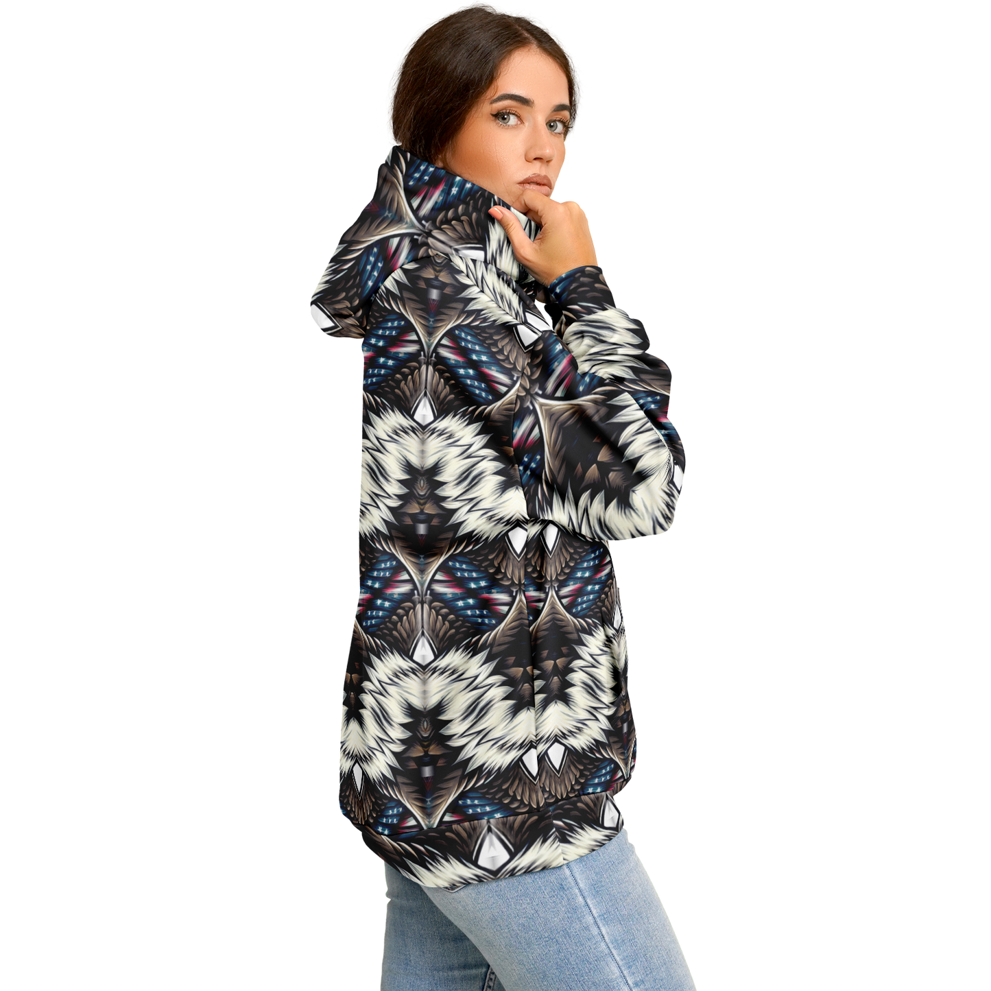 Women's Geometric Tribal Pattern All Over Print Heavyweight Oversized Hoodie