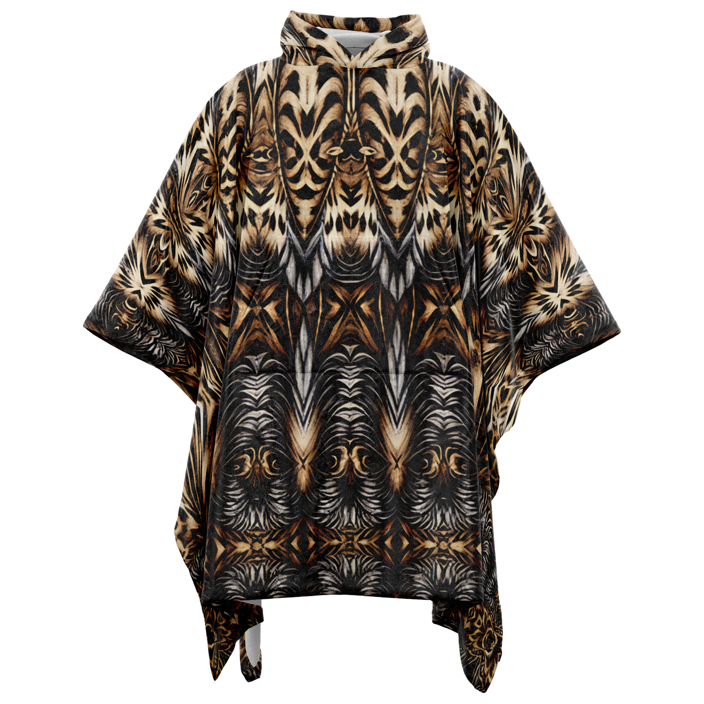 Men's Leopard Trendy Geometric Pattern All-Over Print Flannel Blanket Poncho