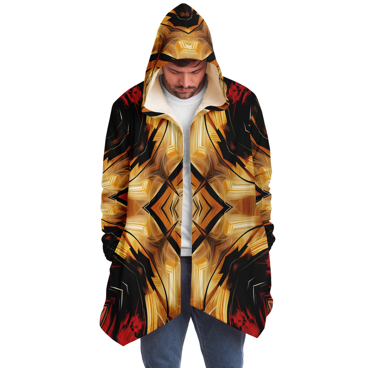 Men's Geometric Kaleidoscope Pattern Design All Over Print Microfleece Cloak