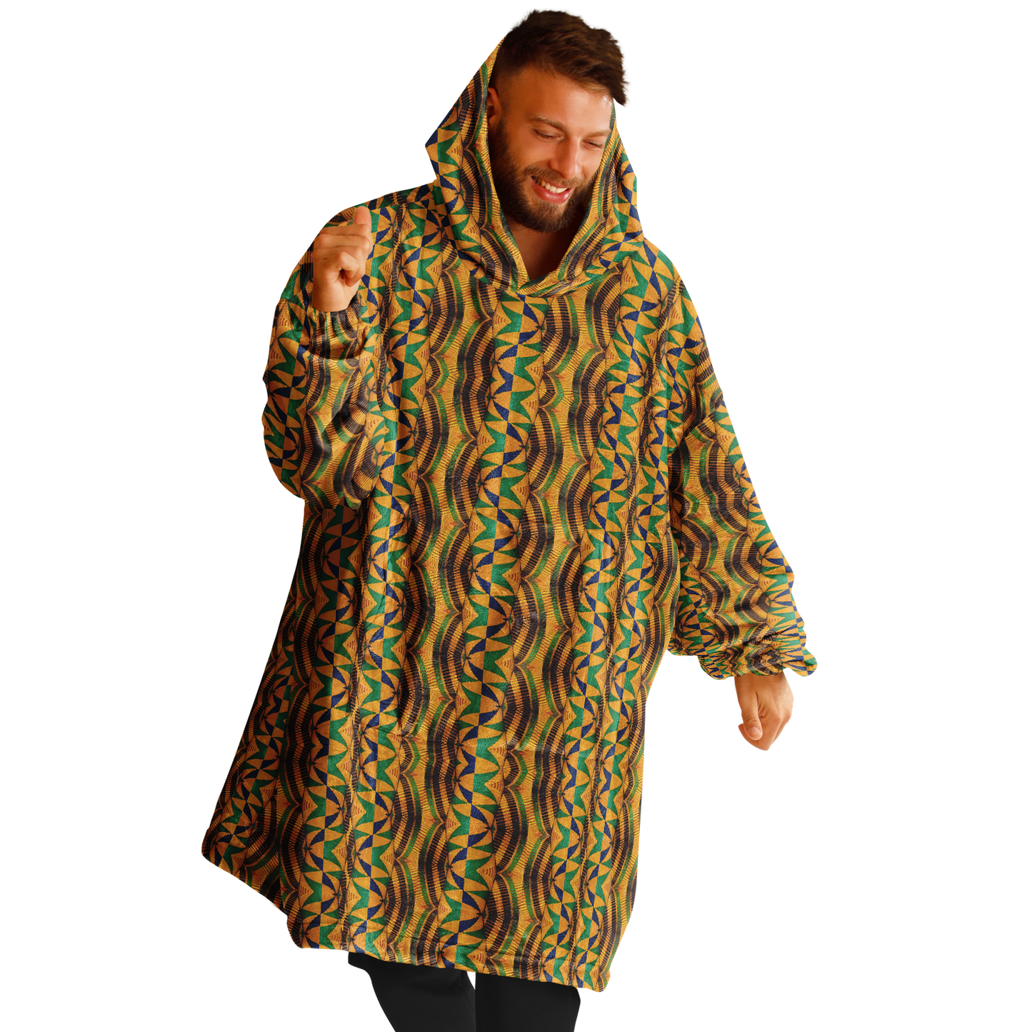 Men's African Kente Geometric Pattern All-Over Print Snug Hoodie Economy